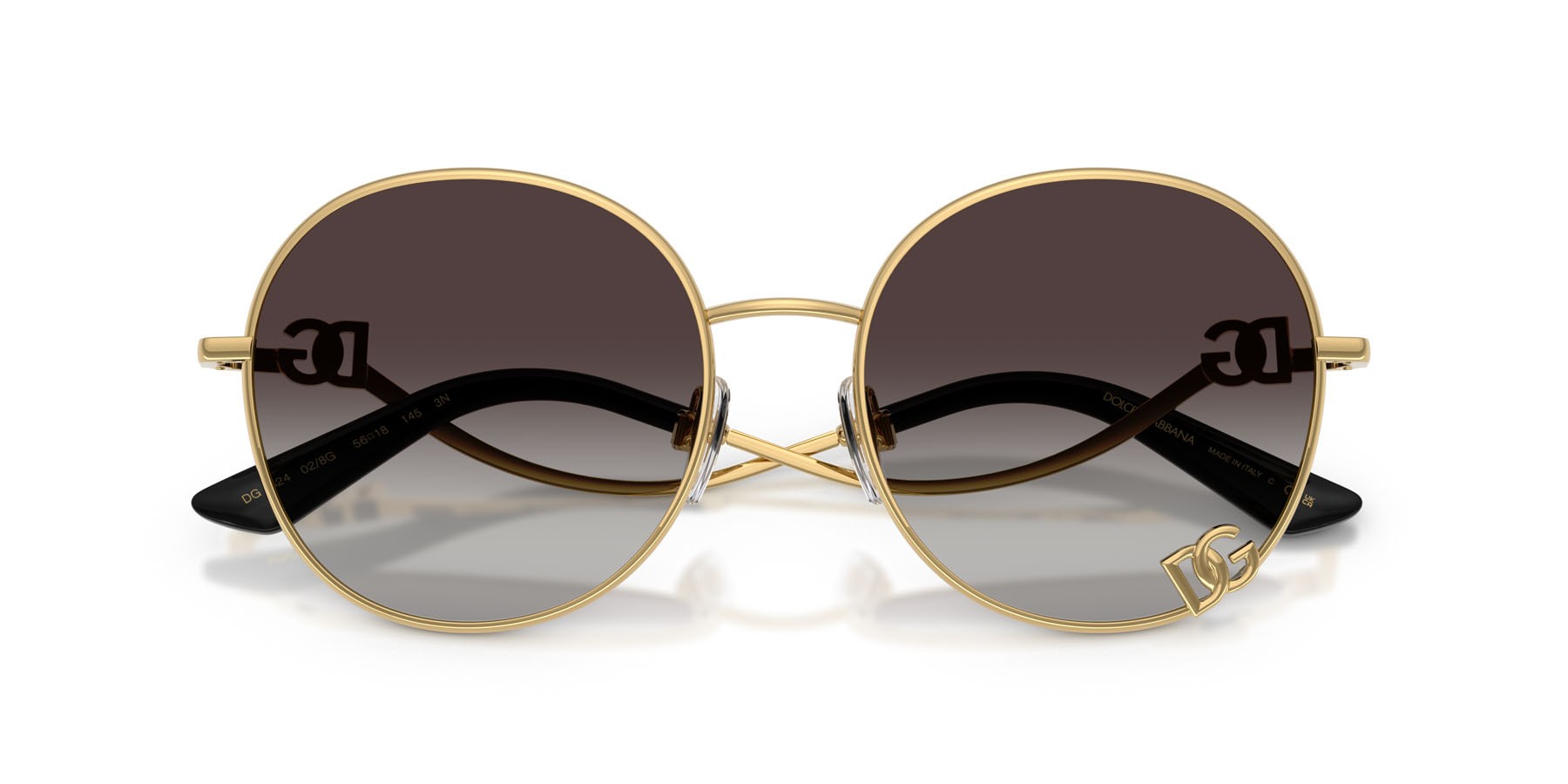 Sunglasses Dolce & Gabbana DG 2324 (02/8G) color oro shape round lenses sfumato grigio