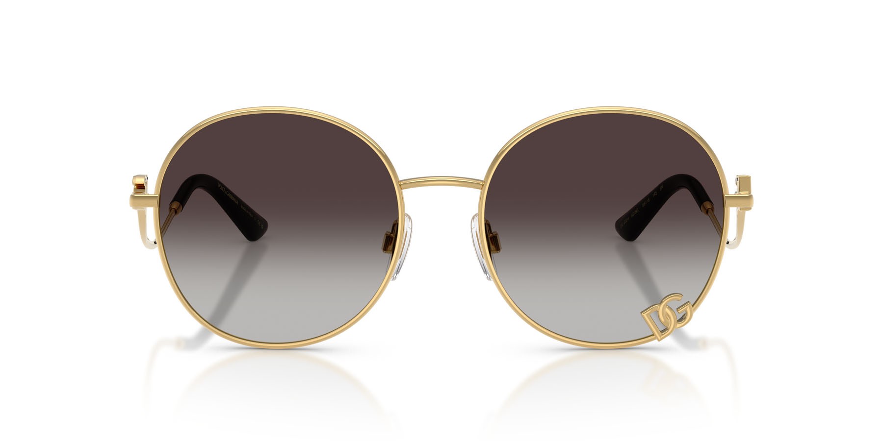 Sunglasses Dolce & Gabbana DG 2324 (02/8G) color oro shape round lenses sfumato grigio