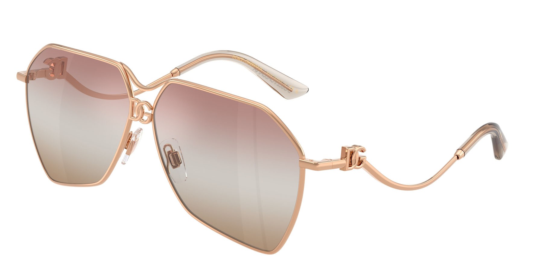 Occhiali da sole Dolce & Gabbana DG 2326 (1298EL) colore oro rose forma aviator lenti pink gradient brown mirror