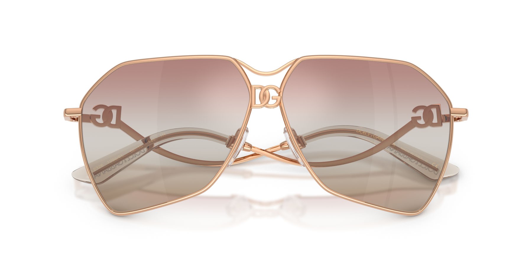 Occhiali da sole Dolce & Gabbana DG 2326 (1298EL) colore oro rose forma aviator lenti pink gradient brown mirror