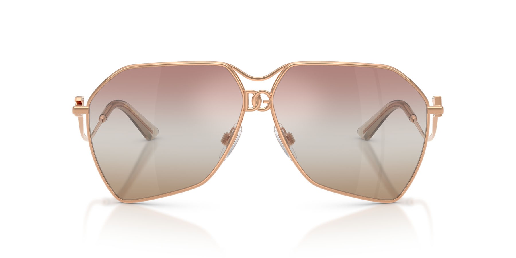 Occhiali da sole Dolce & Gabbana DG 2326 (1298EL) colore oro rose forma aviator lenti pink gradient brown mirror