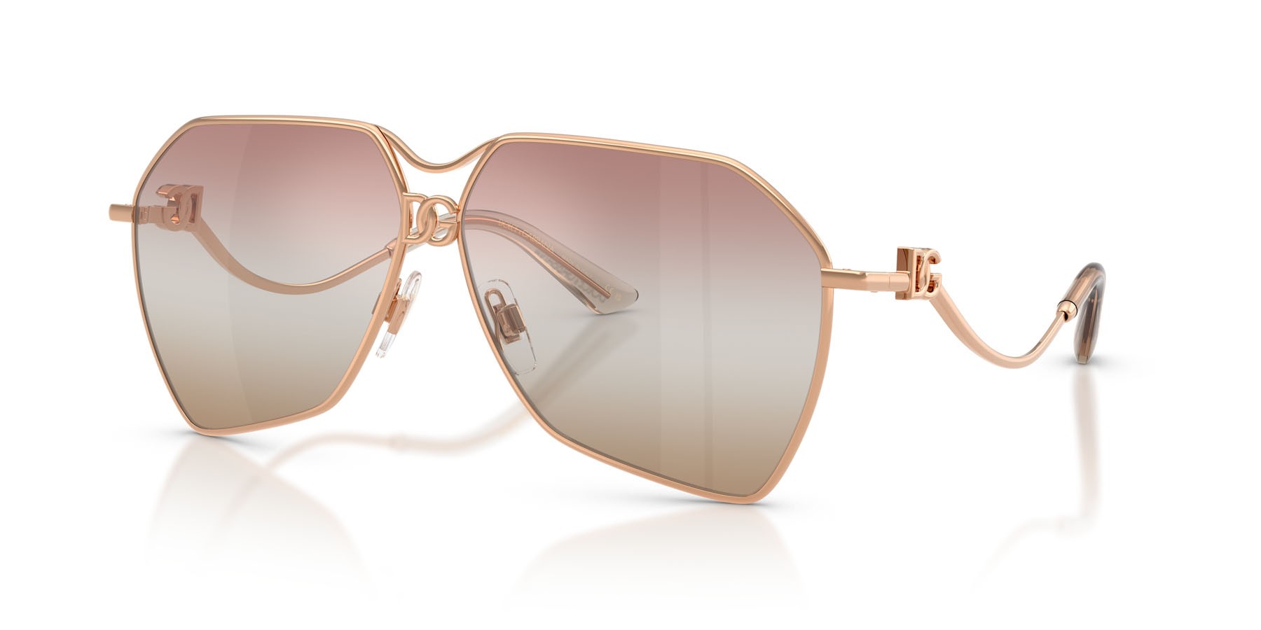 Occhiali da sole Dolce & Gabbana DG 2326 (1298EL) colore oro rose forma aviator lenti pink gradient brown mirror