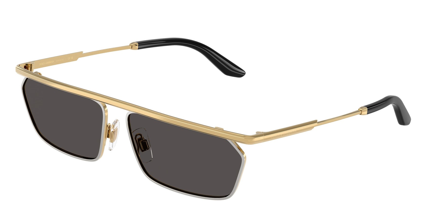 Sunglasses Dolce & Gabbana DG 2327 (131387) color oro/argento shape rectangle lenses grigio scuro