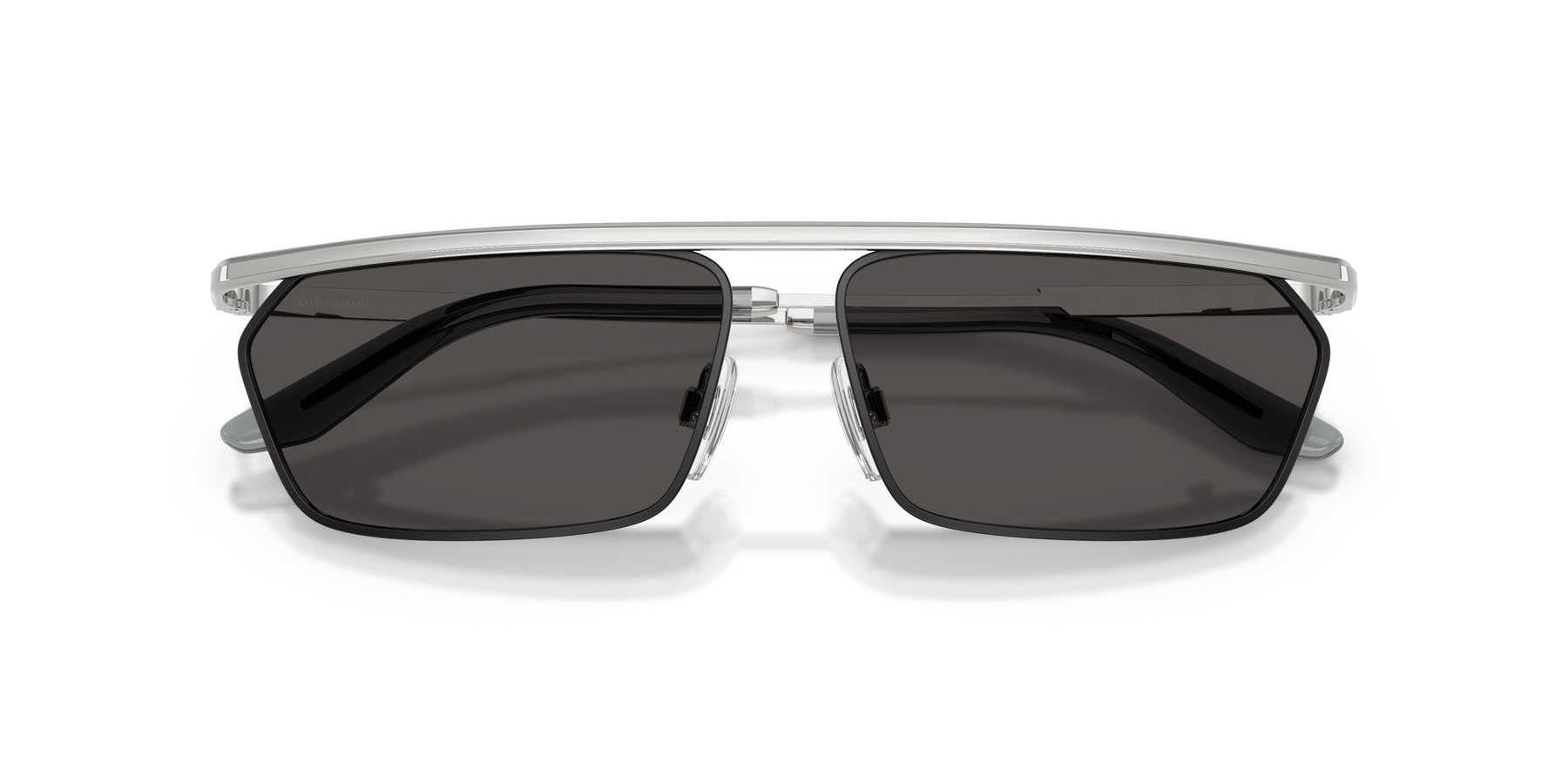 Occhiali da sole Dolce & Gabbana DG 2327 (132487) colore argento/nero opaco forma rettangolare lenti grigio scuro