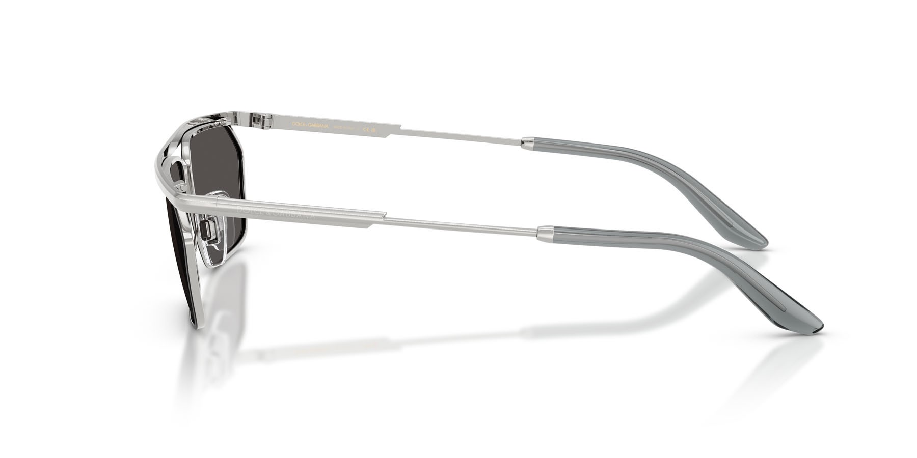 Occhiali da sole Dolce & Gabbana DG 2327 (132487) colore argento/nero opaco forma rettangolare lenti grigio scuro