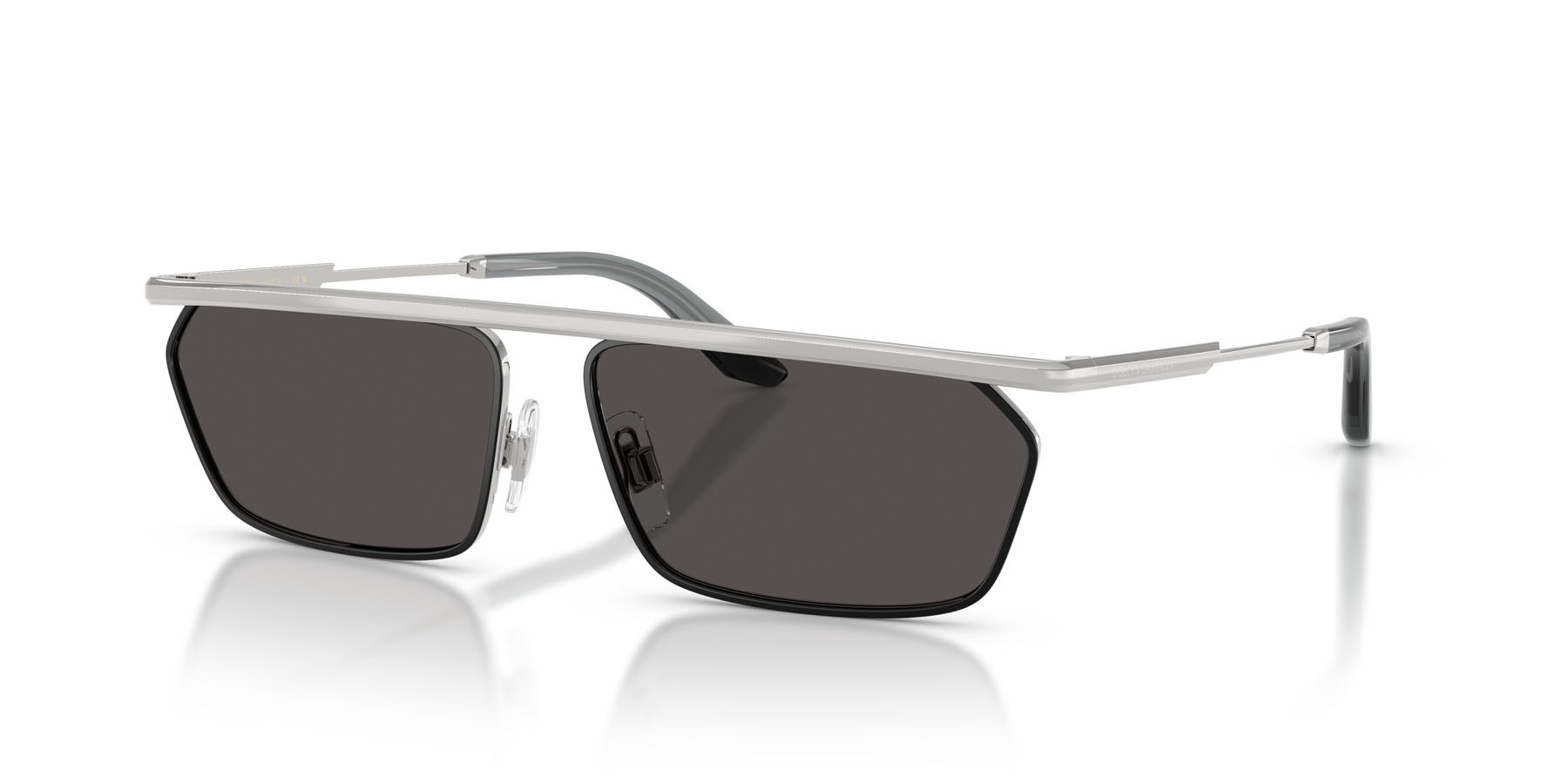 Occhiali da sole Dolce & Gabbana DG 2327 (132487) colore argento/nero opaco forma rettangolare lenti grigio scuro