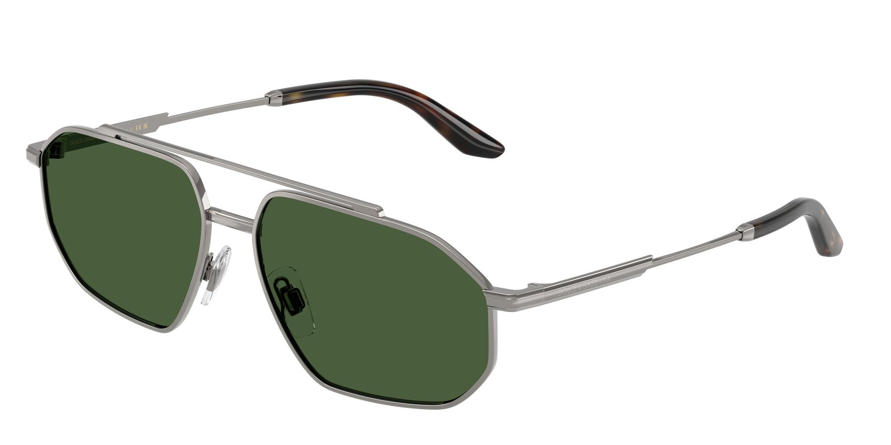 Occhiali da sole Dolce & Gabbana DG 2328 (04/71) colore gunmetal forma aviator lenti verde scuro