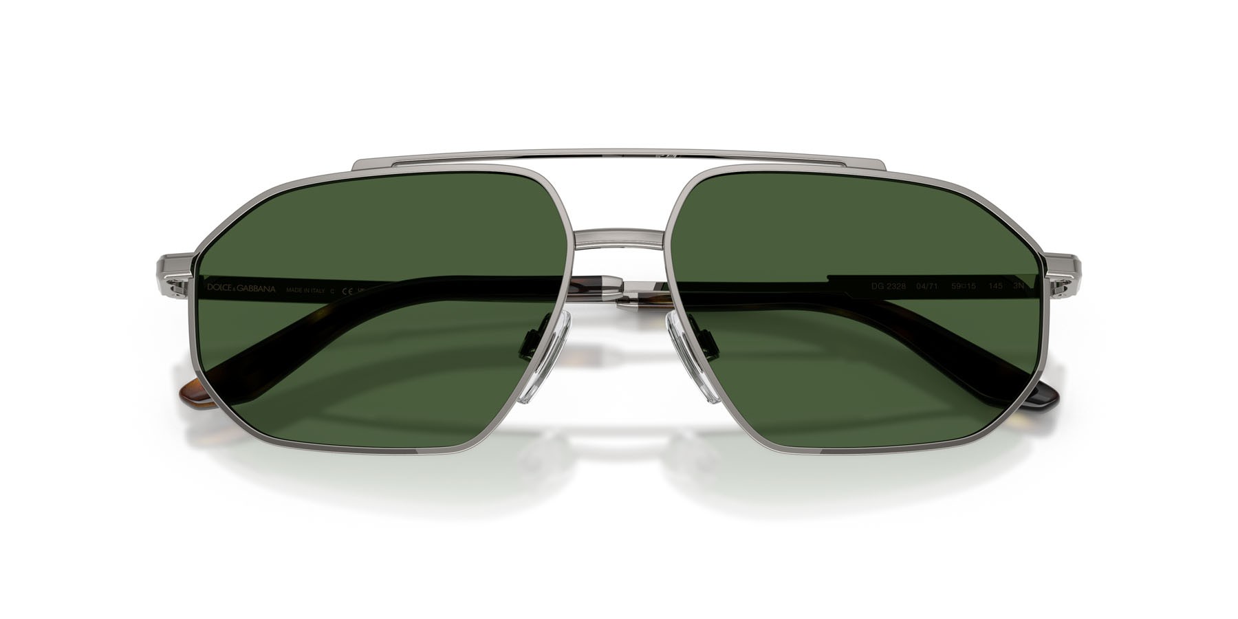 Occhiali da sole Dolce & Gabbana DG 2328 (04/71) colore gunmetal forma aviator lenti verde scuro