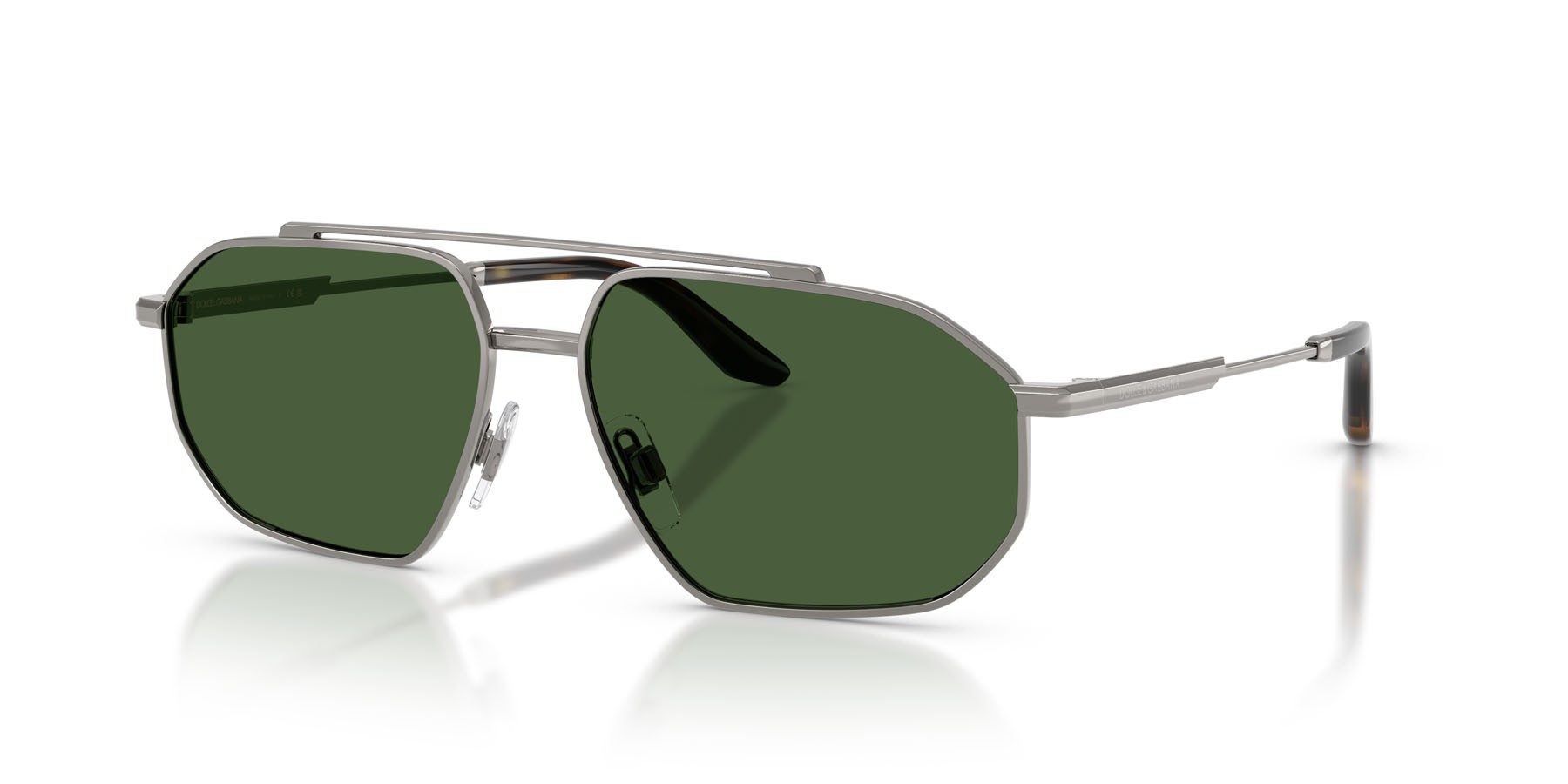 Occhiali da sole Dolce & Gabbana DG 2328 (04/71) colore gunmetal forma aviator lenti verde scuro