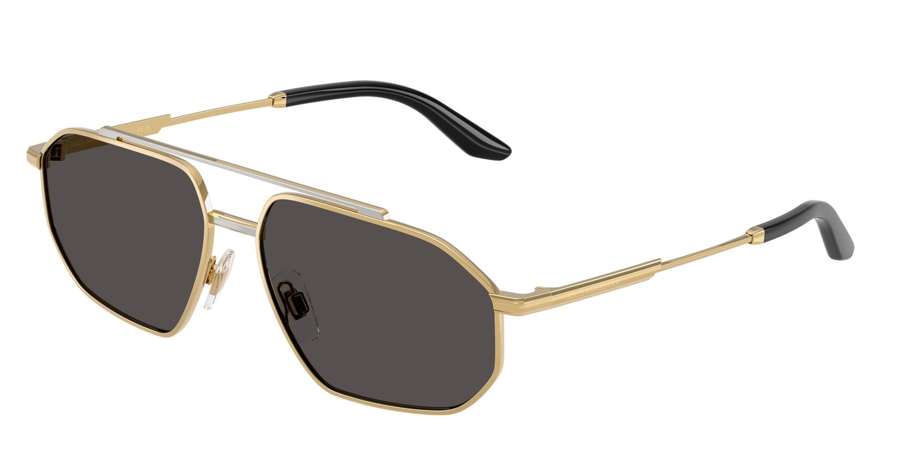 Sunglasses Dolce & Gabbana DG 2328 (131387) color oro/argento shape aviator lenses grigio scuro
