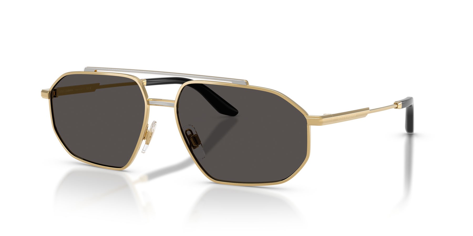 Sunglasses Dolce & Gabbana DG 2328 (131387) color oro/argento shape aviator lenses grigio scuro