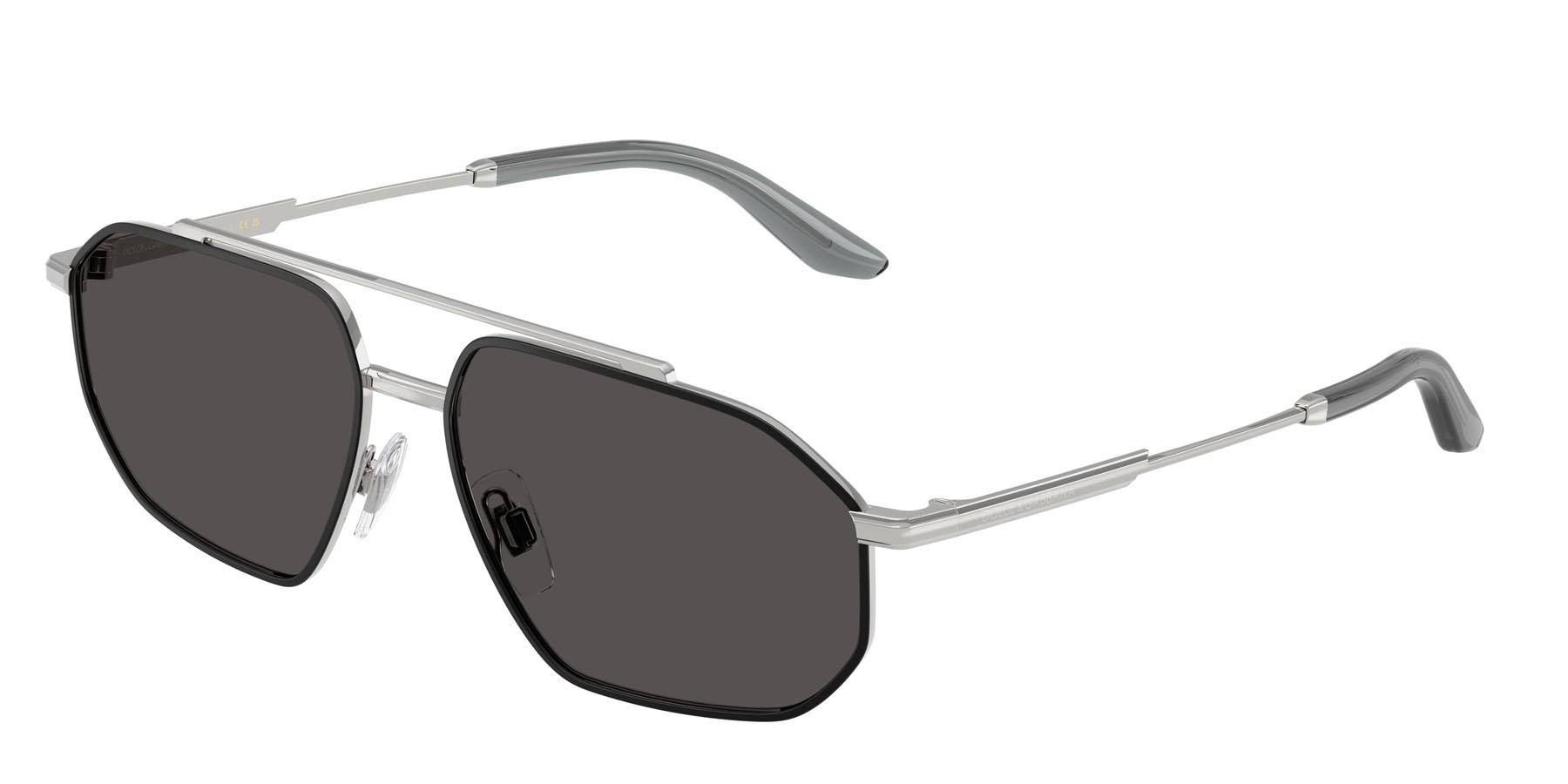 Sunglasses Dolce & Gabbana DG 2328 (132487) color argento/nero opaco shape aviator lenses grigio scuro
