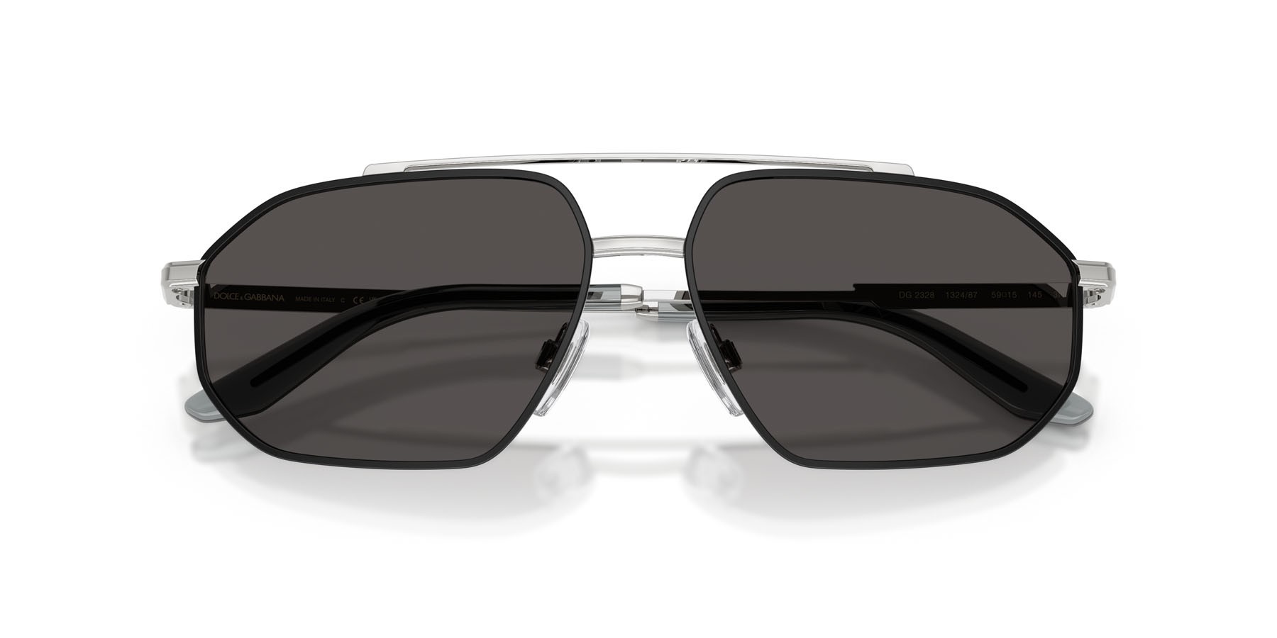 Sunglasses Dolce & Gabbana DG 2328 (132487) color argento/nero opaco shape aviator lenses grigio scuro