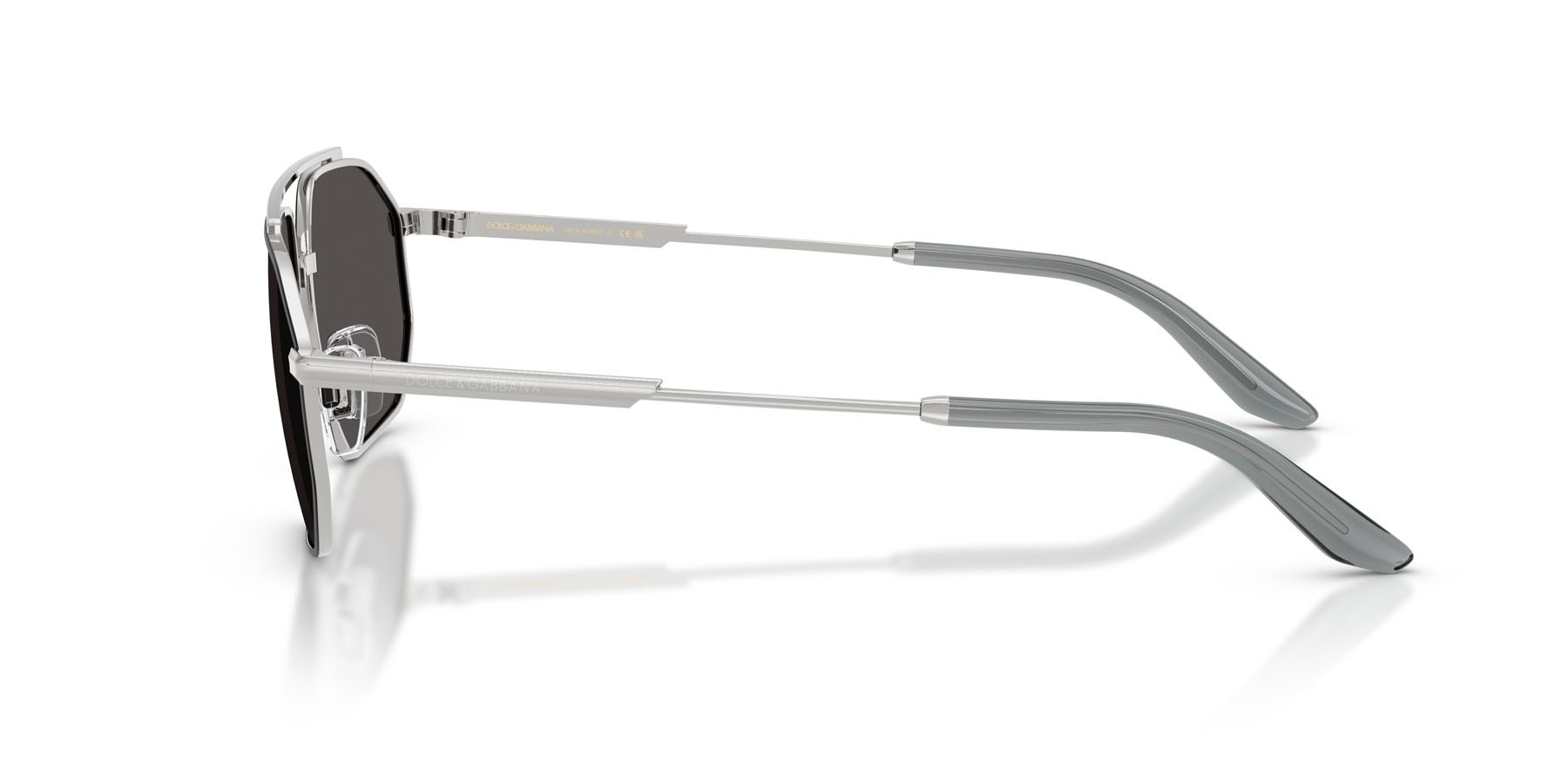 Sunglasses Dolce & Gabbana DG 2328 (132487) color argento/nero opaco shape aviator lenses grigio scuro