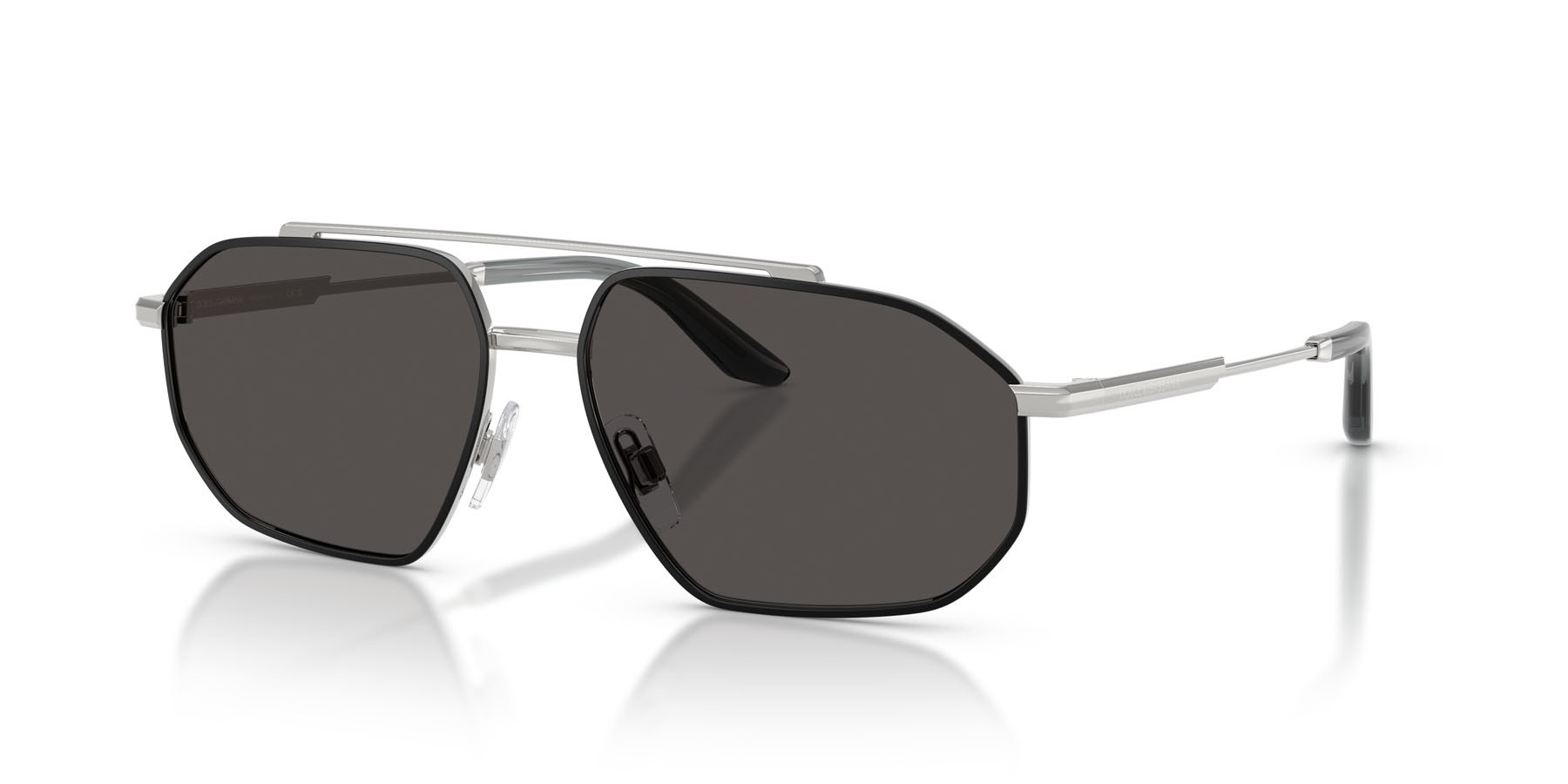 Sunglasses Dolce & Gabbana DG 2328 (132487) color argento/nero opaco shape aviator lenses grigio scuro