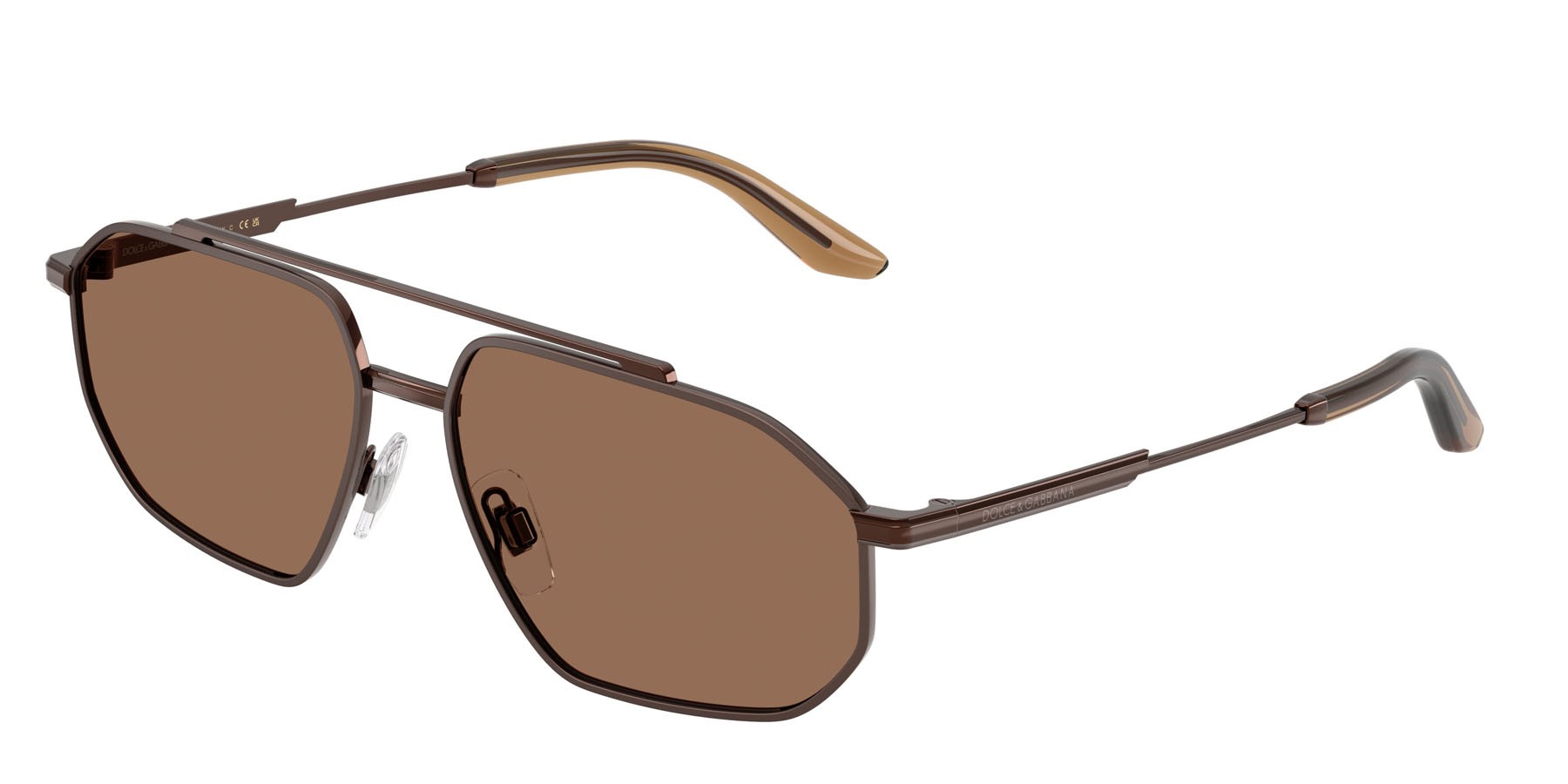 Sunglasses Dolce & Gabbana DG 2328 (133673) color marrone/marrone opaco shape aviator lenses marrone scuro