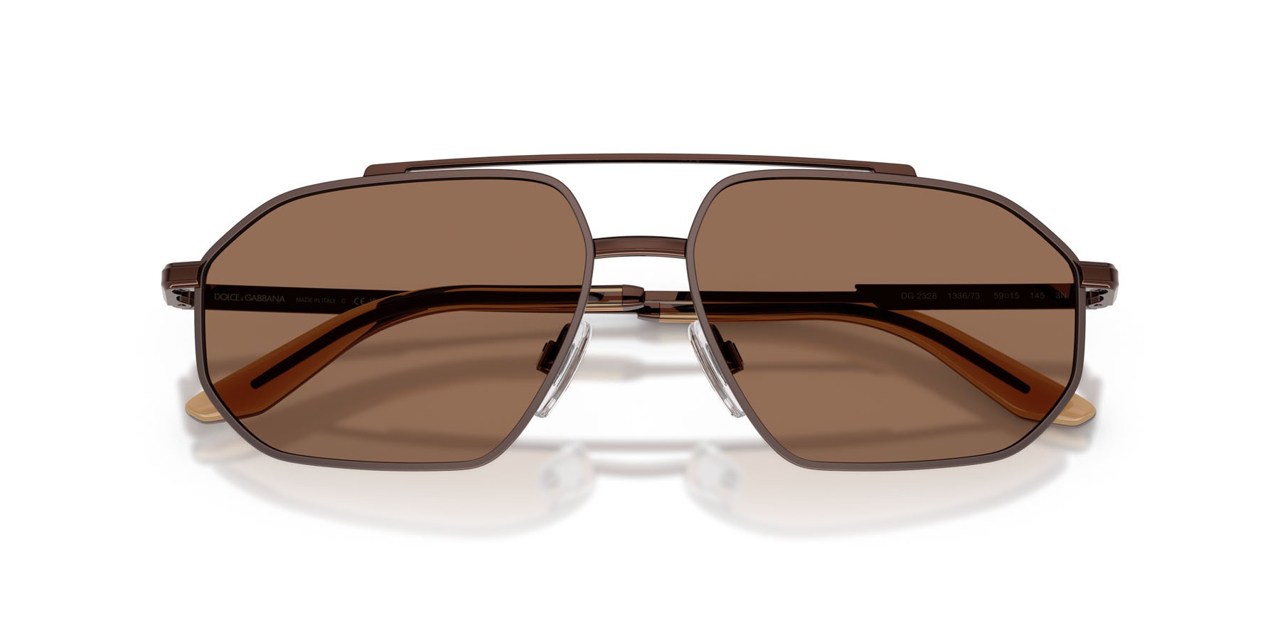 Sunglasses Dolce & Gabbana DG 2328 (133673) color marrone/marrone opaco shape aviator lenses marrone scuro