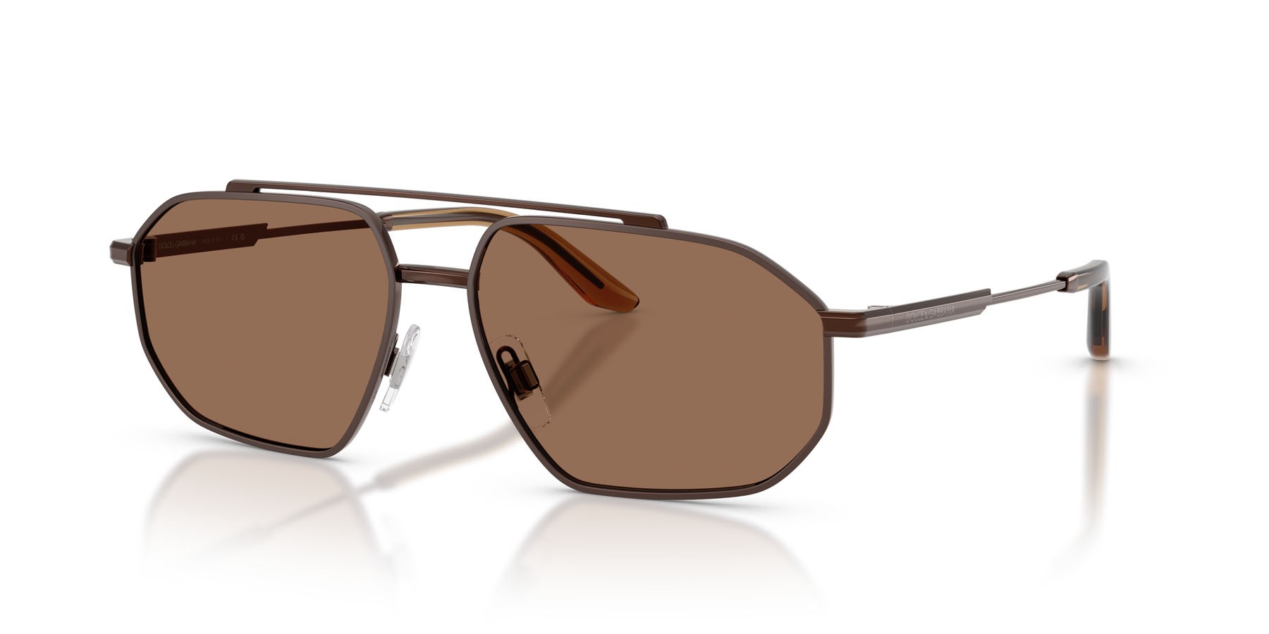 Sunglasses Dolce & Gabbana DG 2328 (133673) color marrone/marrone opaco shape aviator lenses marrone scuro