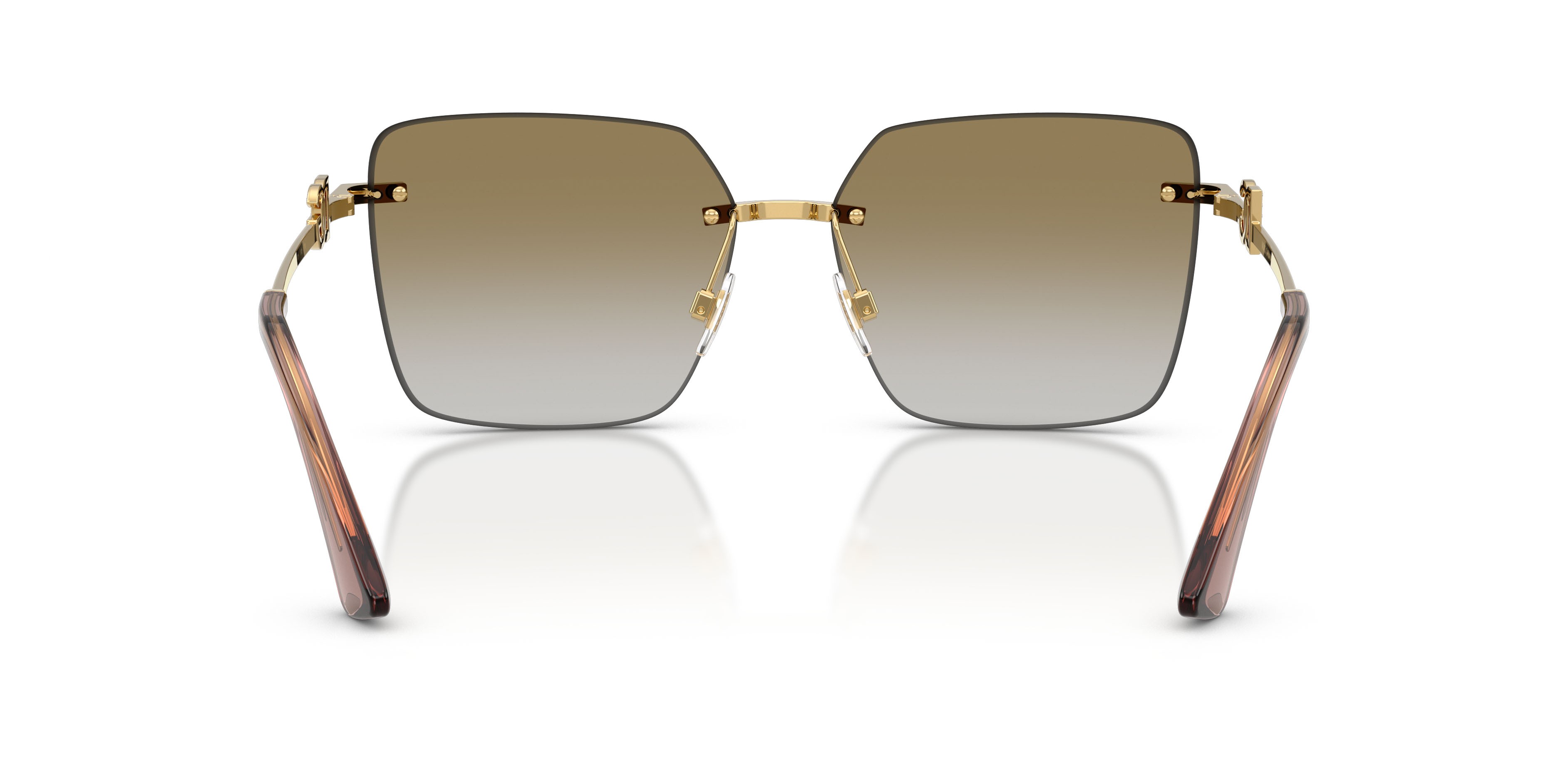 Sunglasses Dolce & Gabbana DG 2332B (02/6E) color oro shape square lenses grad light brown mirror gold