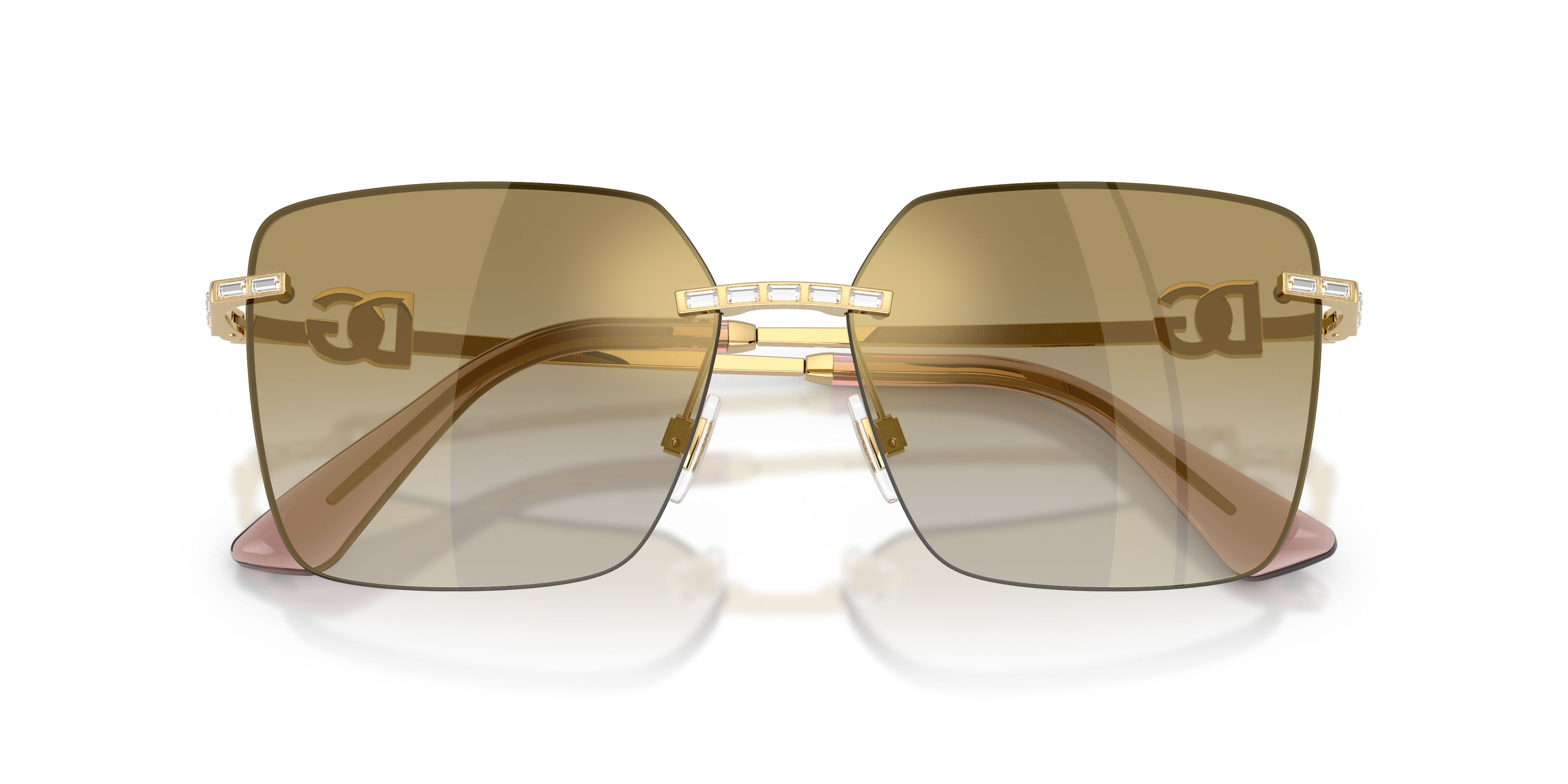 Sunglasses Dolce & Gabbana DG 2332B (02/6E) color oro shape square lenses grad light brown mirror gold
