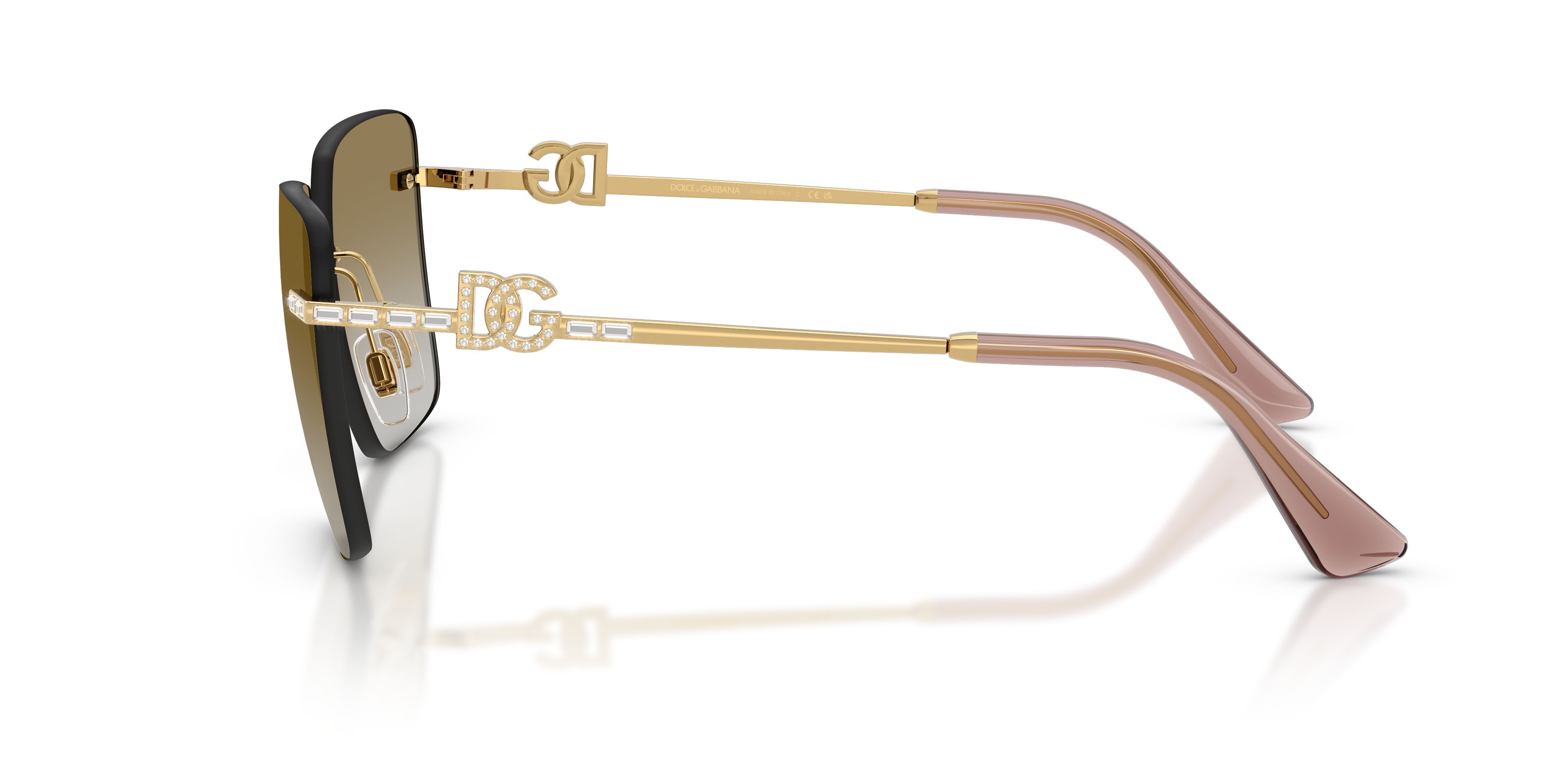 Sunglasses Dolce & Gabbana DG 2332B (02/6E) color oro shape square lenses grad light brown mirror gold