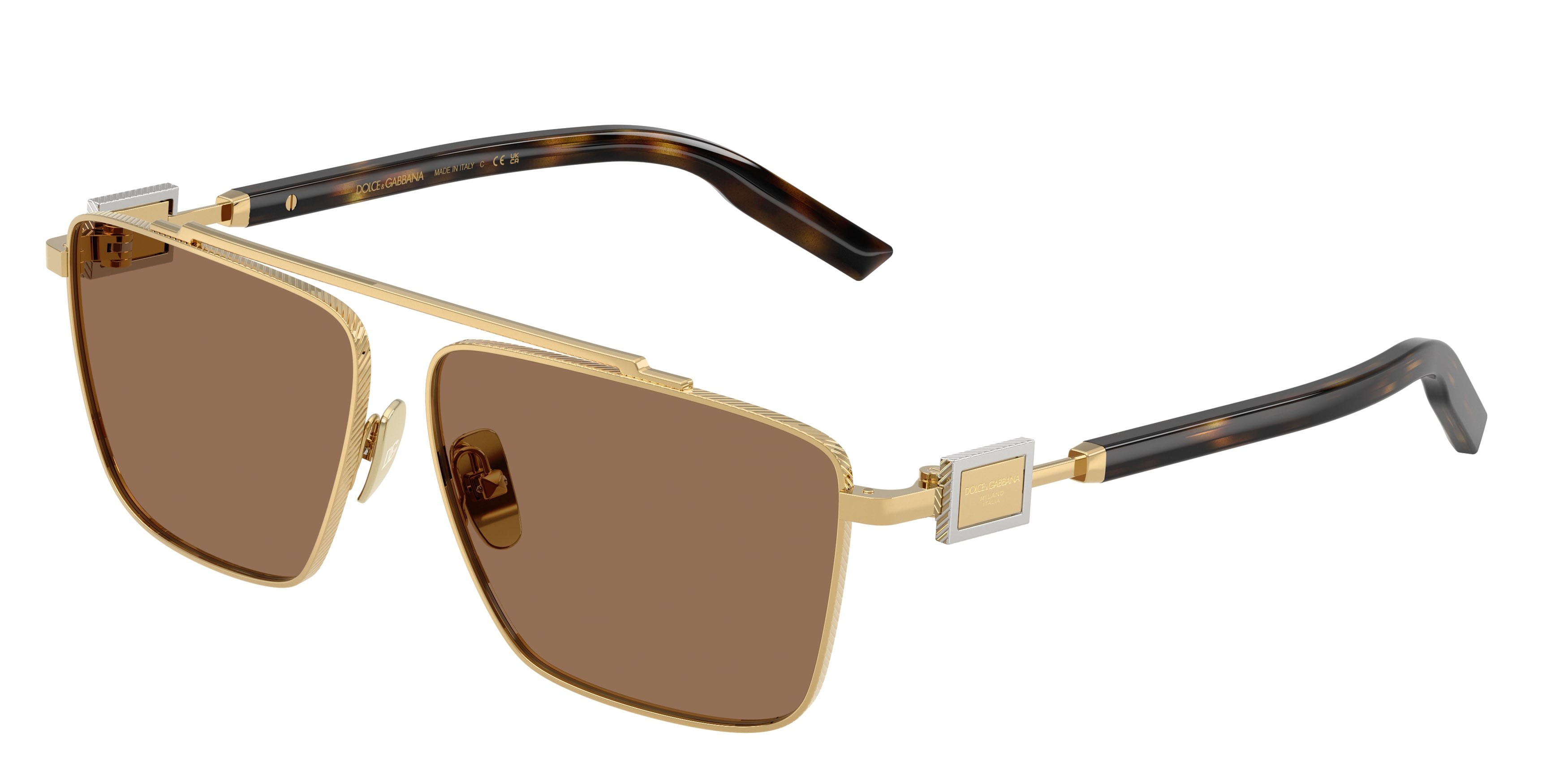 Occhiali da sole Dolce & Gabbana DG 2336 (02/73) colore oro forma quadrato lenti marrone scuro