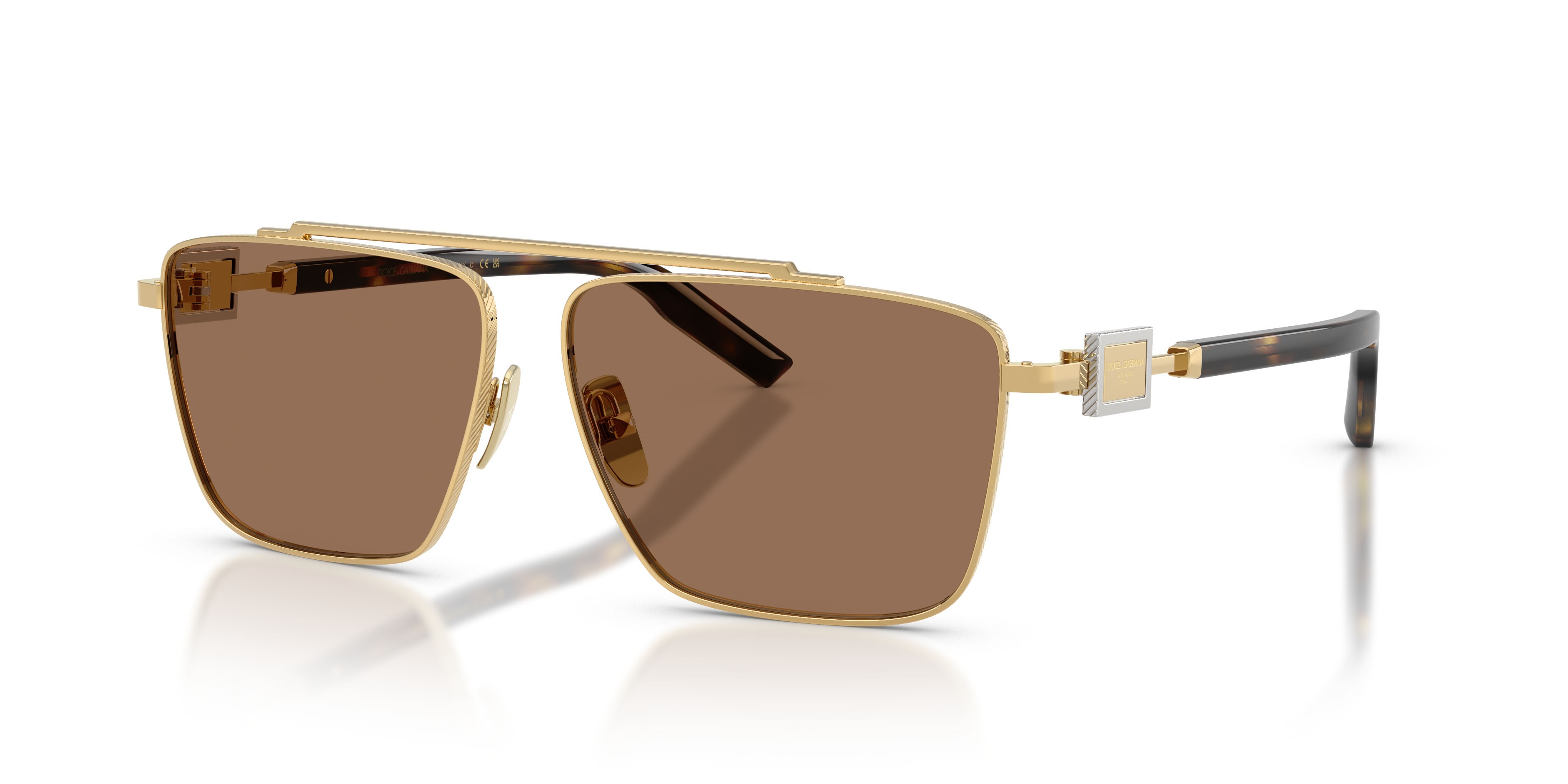 Occhiali da sole Dolce & Gabbana DG 2336 (02/73) colore oro forma quadrato lenti marrone scuro