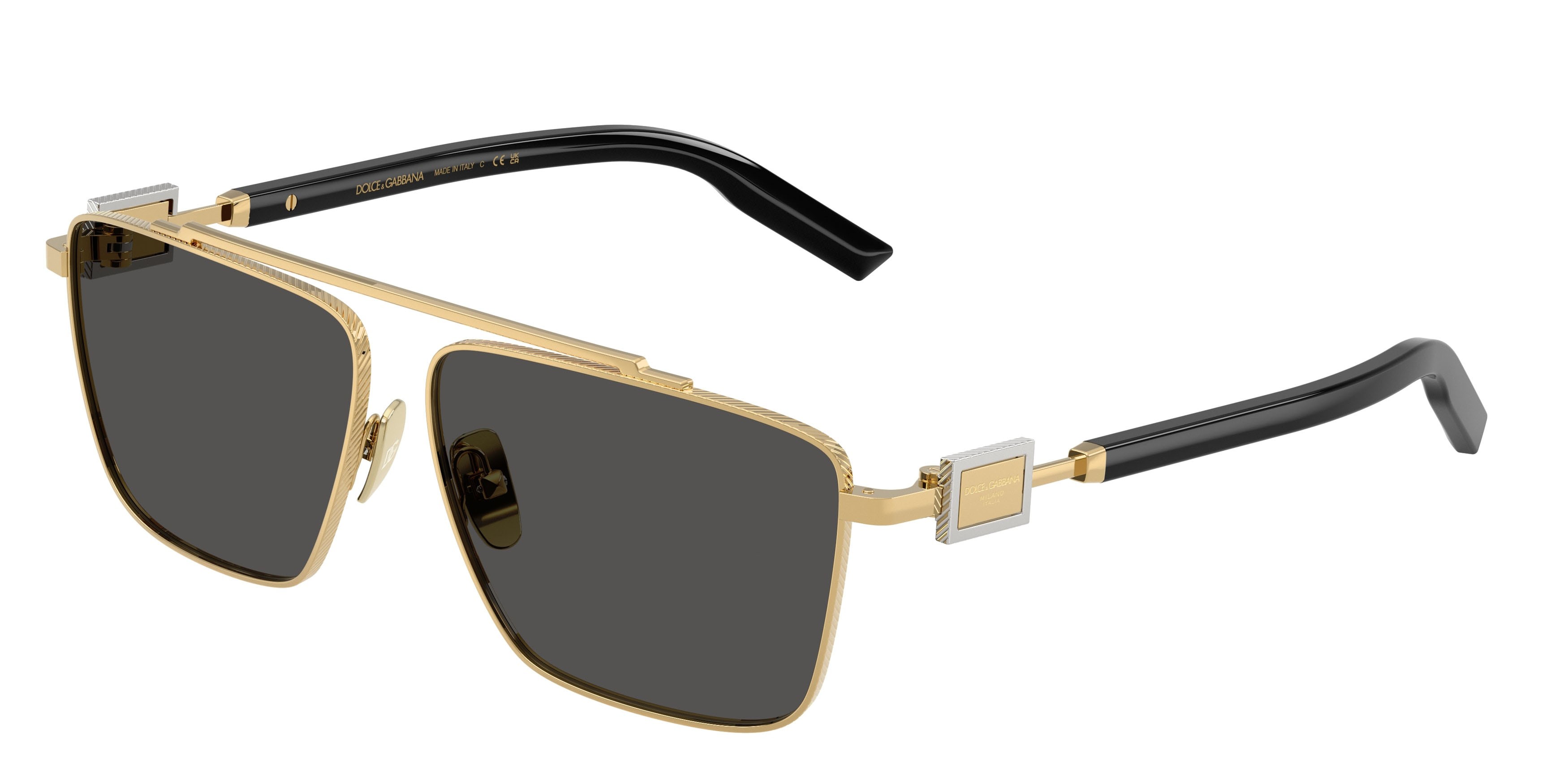 Occhiali da sole Dolce & Gabbana DG 2336 (02/87) colore oro forma quadrato lenti grigio scuro