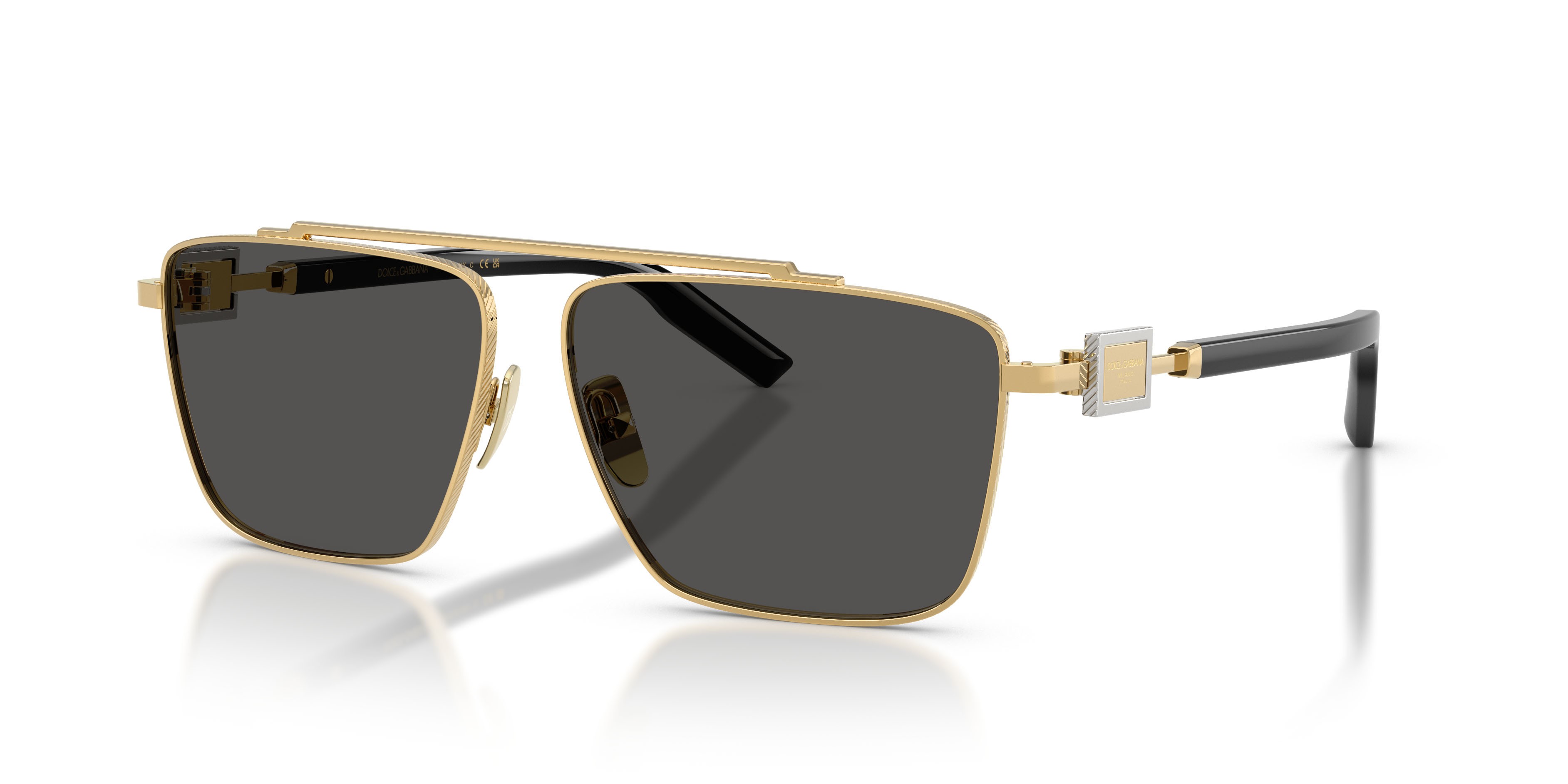 Occhiali da sole Dolce & Gabbana DG 2336 (02/87) colore oro forma quadrato lenti grigio scuro