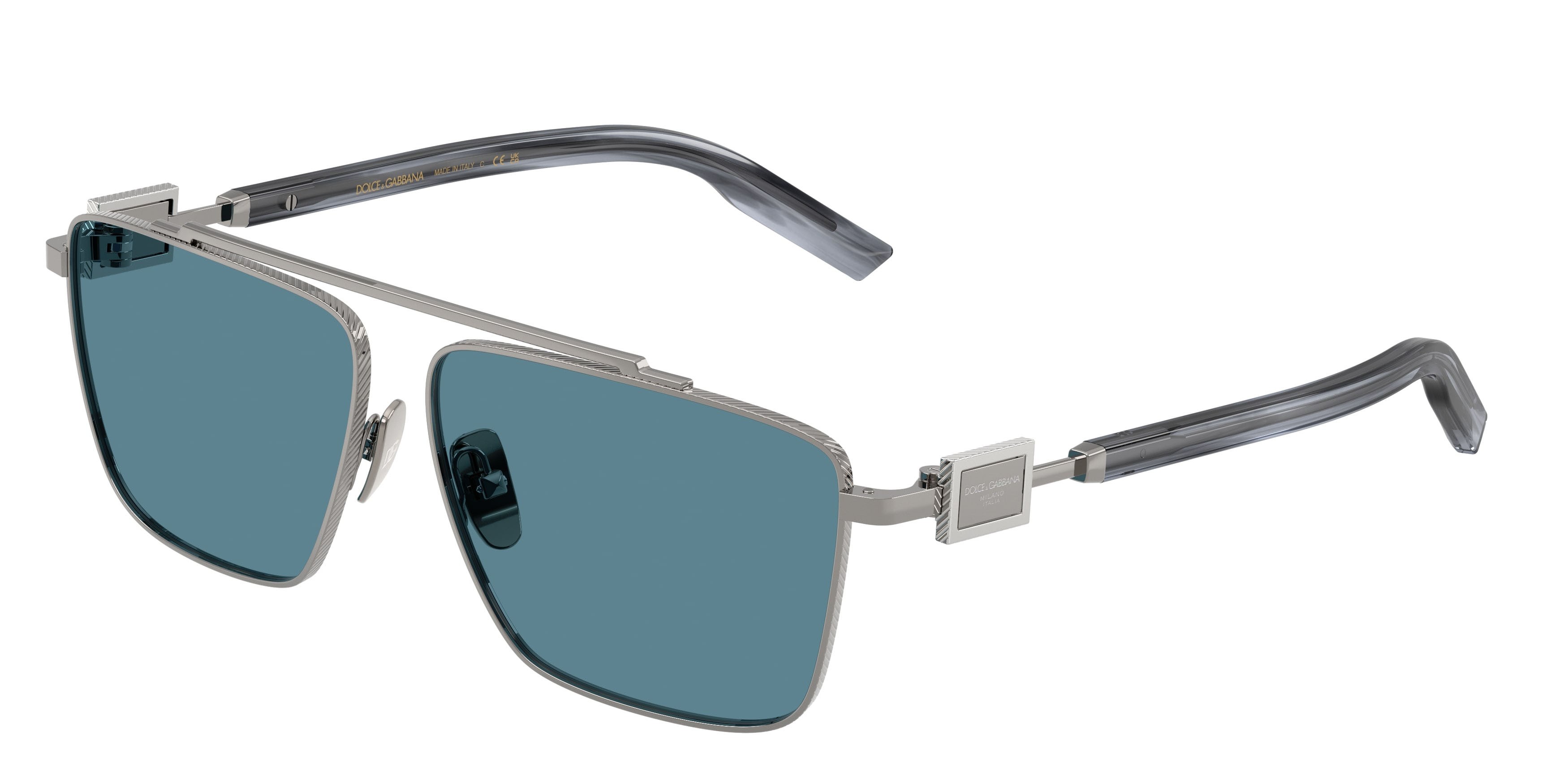 Occhiali da sole Dolce & Gabbana DG 2336 (04/80) colore gunmetal forma quadrato lenti blu tinta unita