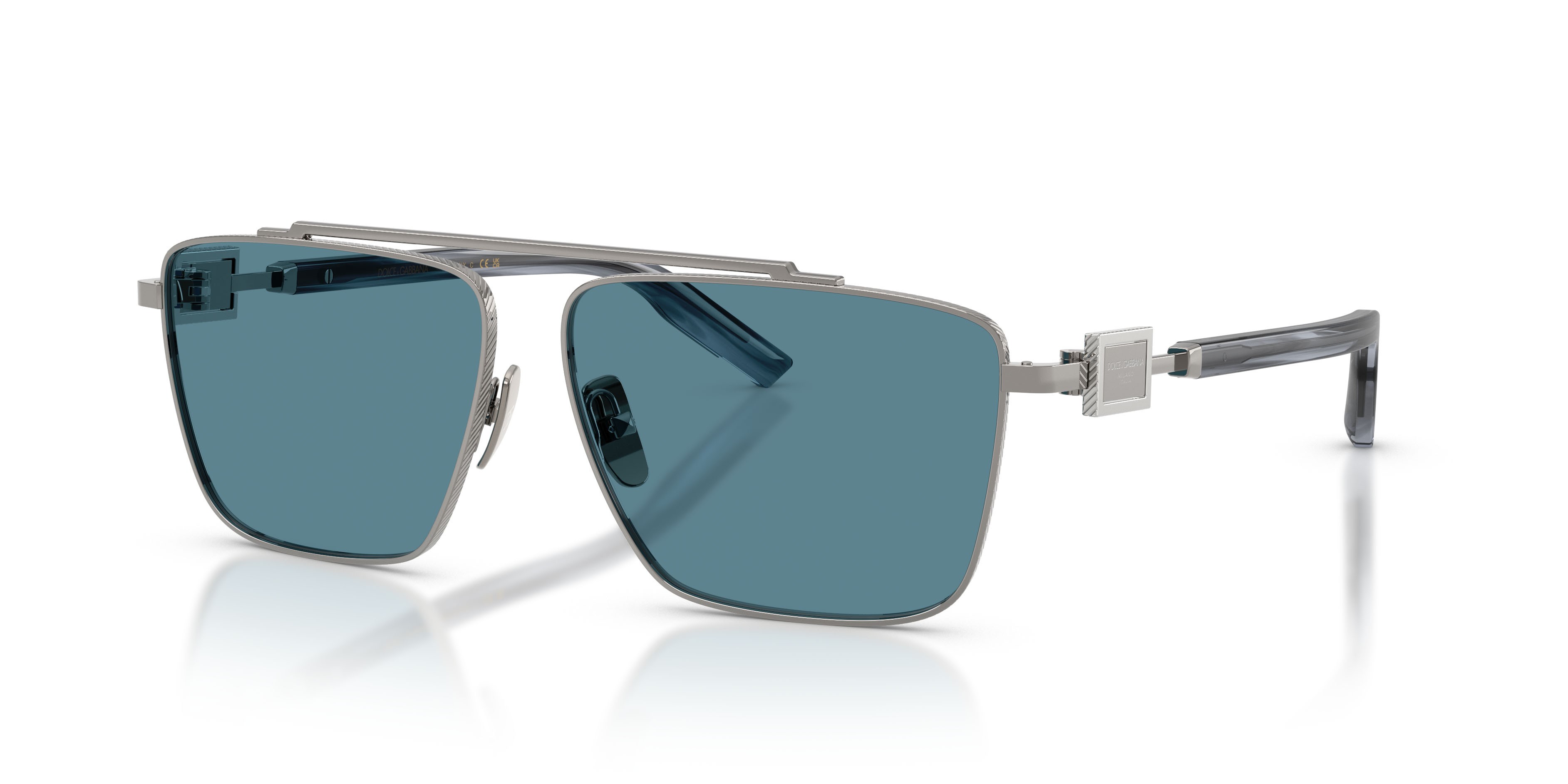 Occhiali da sole Dolce & Gabbana DG 2336 (04/80) colore gunmetal forma quadrato lenti blu tinta unita