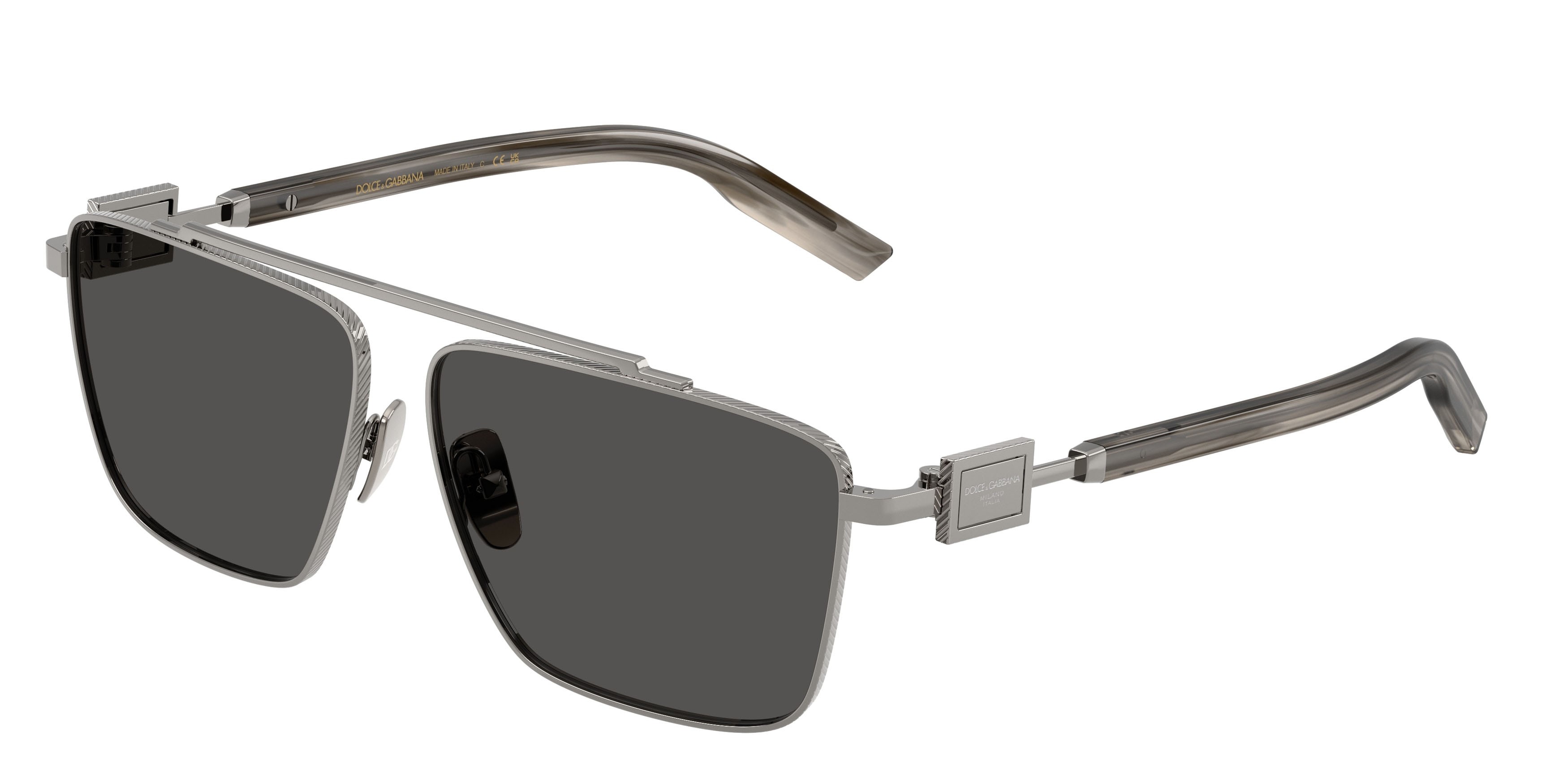 Occhiali da sole Dolce & Gabbana DG 2336 (04/87) colore gunmetal forma quadrato lenti grigio scuro