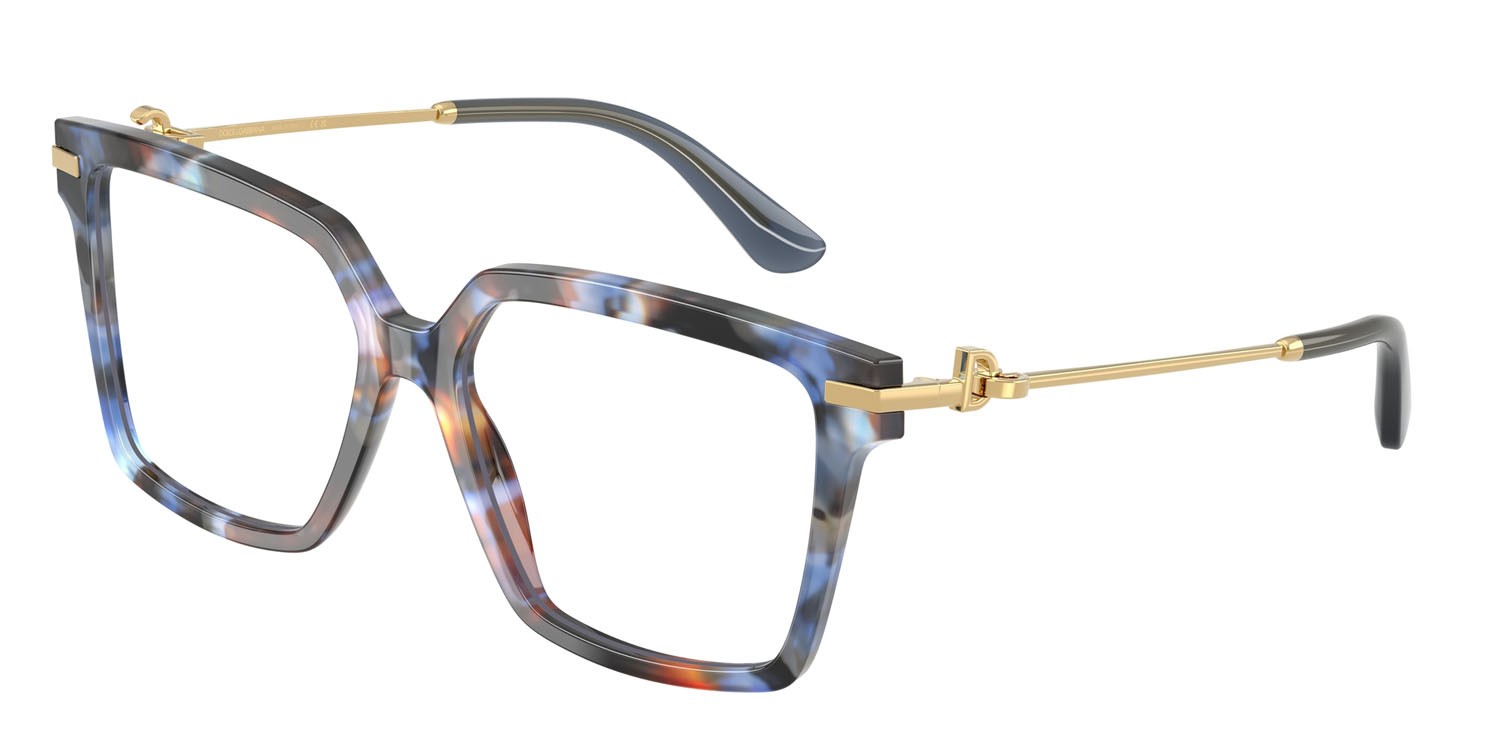 Brillen Dolce & Gabbana DG 3397 (3443) farbe havana blu form quadratisch gläser lente demo