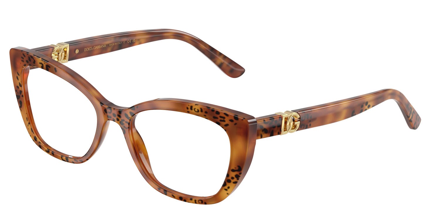 Brillen Dolce & Gabbana DG 3398 (3380) farbe havana leopardato form cat-eye gläser lente demo