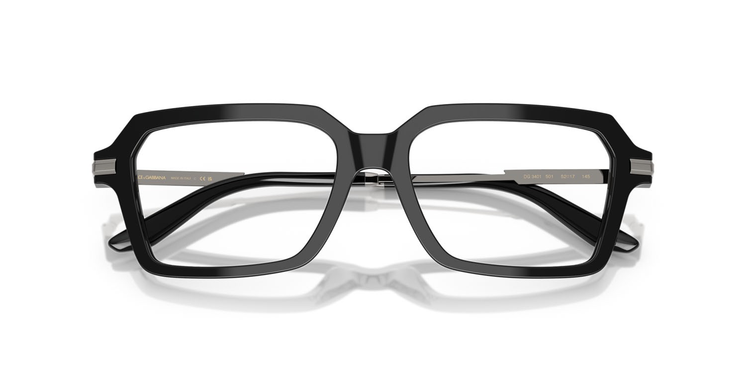 Brillen Dolce & Gabbana DG 3401 (501) farbe nero form rechteckig gläser lente demo