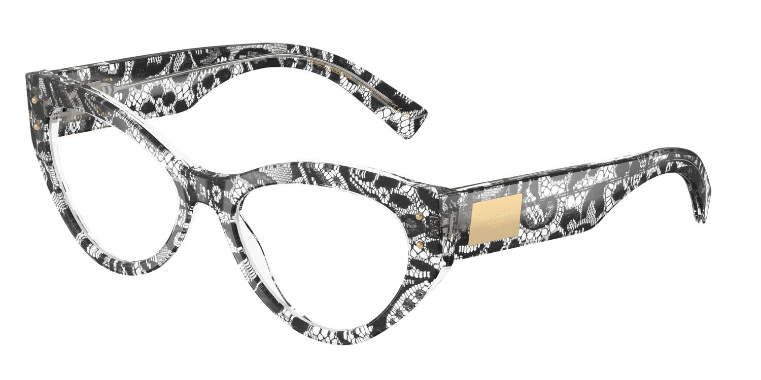 Occhiali da vista Dolce & Gabbana DG 3403 (3287) colore pizzo nero forma cat eye lenti lente demo