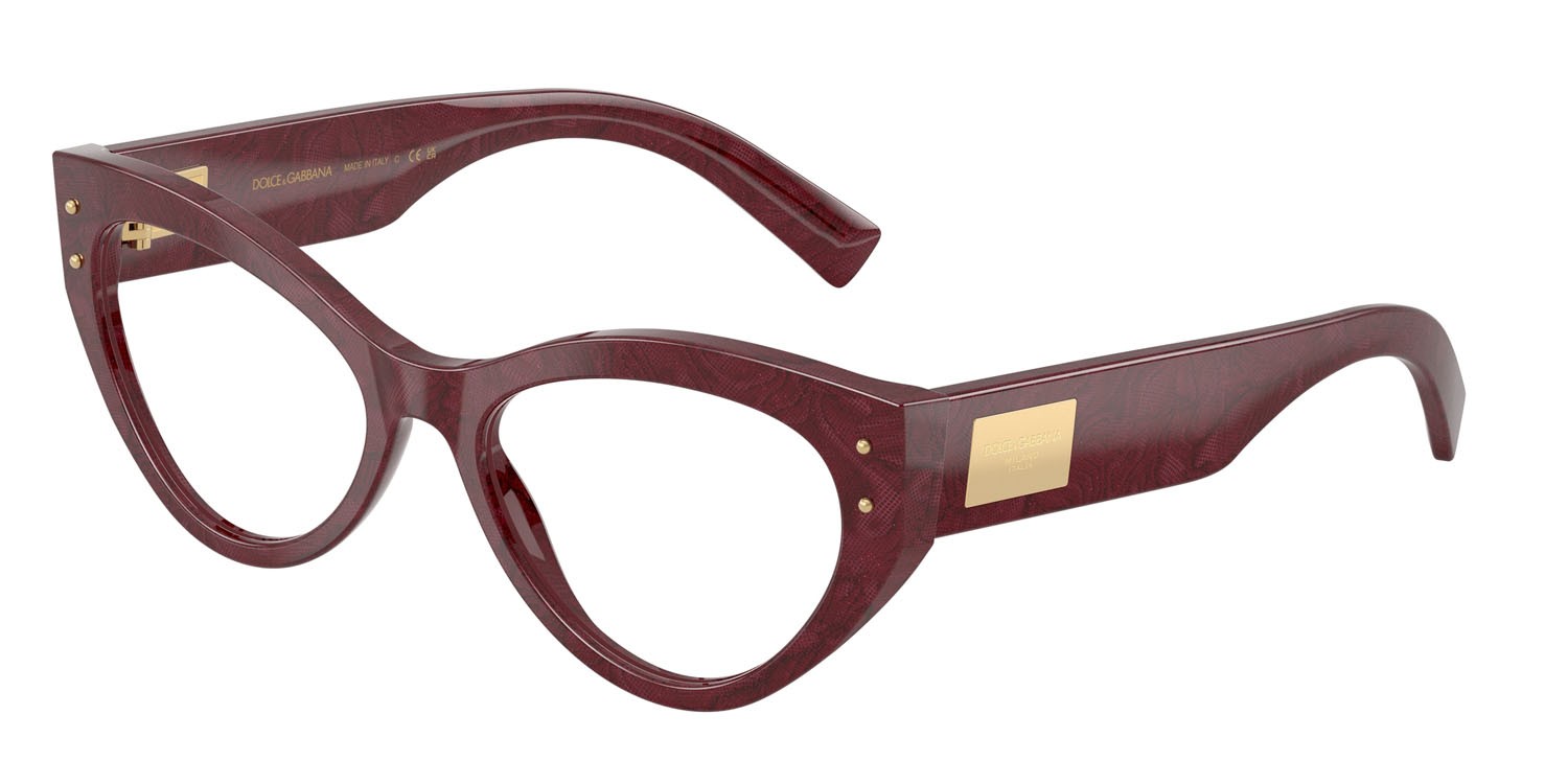 Occhiali da vista Dolce & Gabbana DG 3403 (3442) colore bordeaux pizzo forma cat eye lenti lente demo