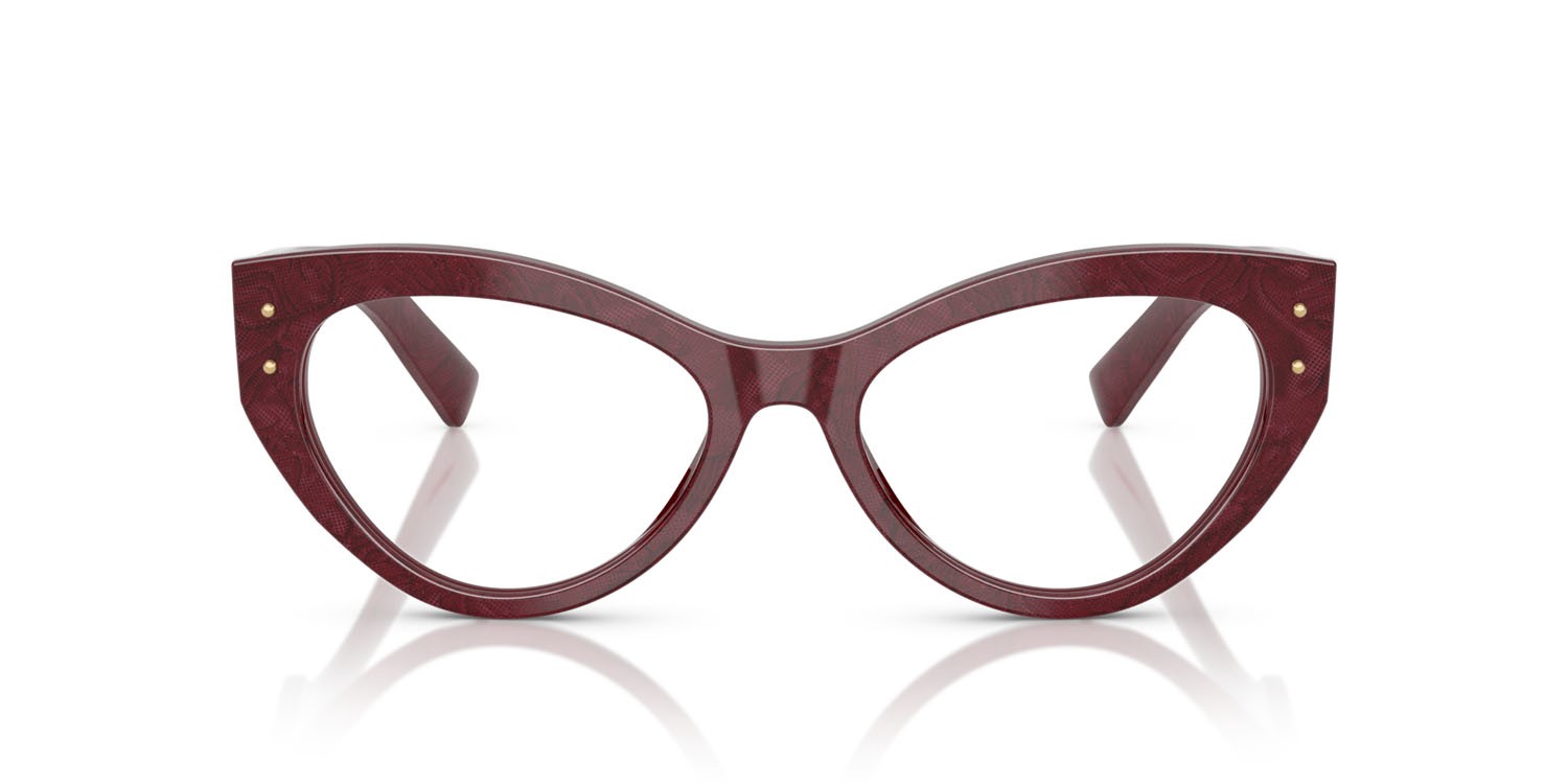 Occhiali da vista Dolce & Gabbana DG 3403 (3442) colore bordeaux pizzo forma cat eye lenti lente demo