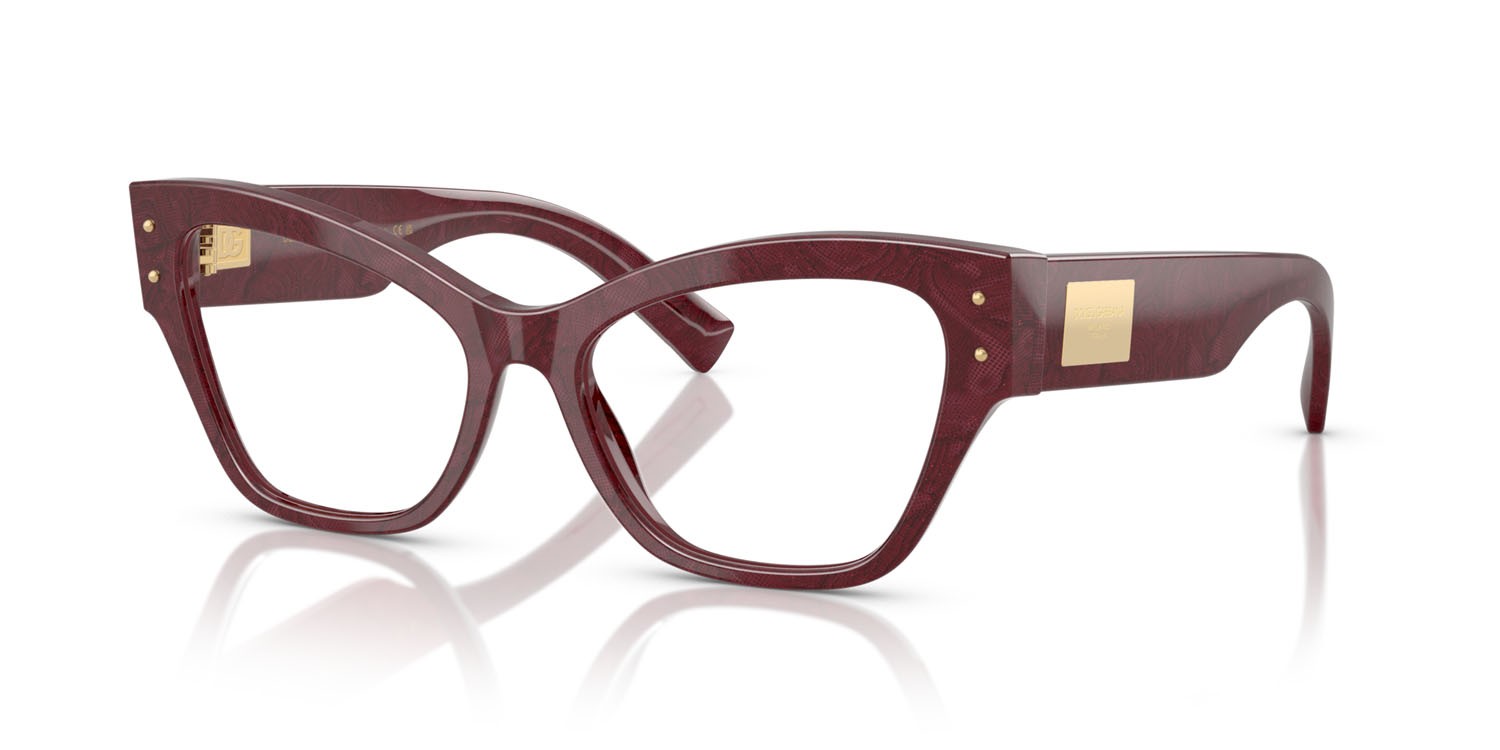 Eyeglasses Dolce & Gabbana DG 3404 (3442) color bordeaux pizzo shape butterfly lenses lente demo