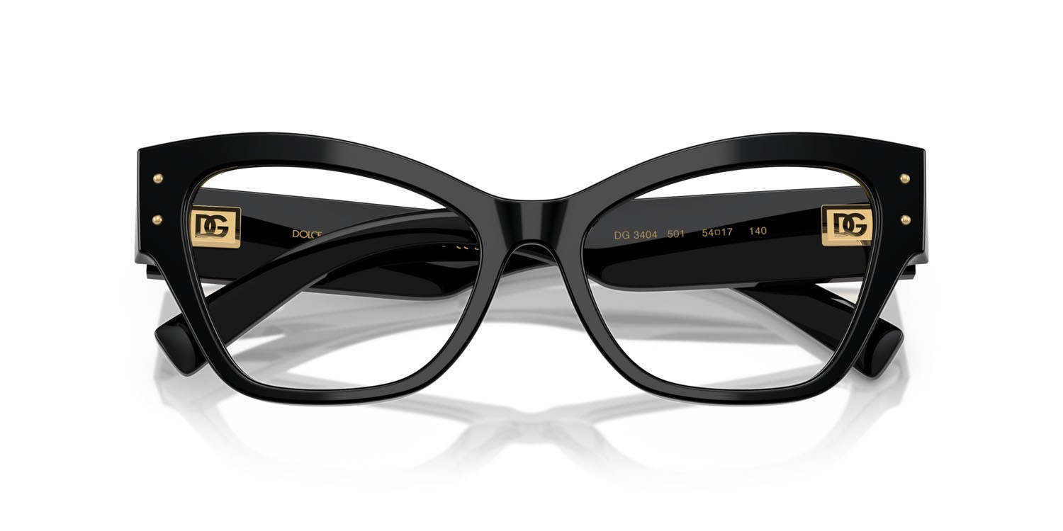 Occhiali da vista Dolce & Gabbana DG 3404 (501) colore nero forma farfalla lenti lente demo