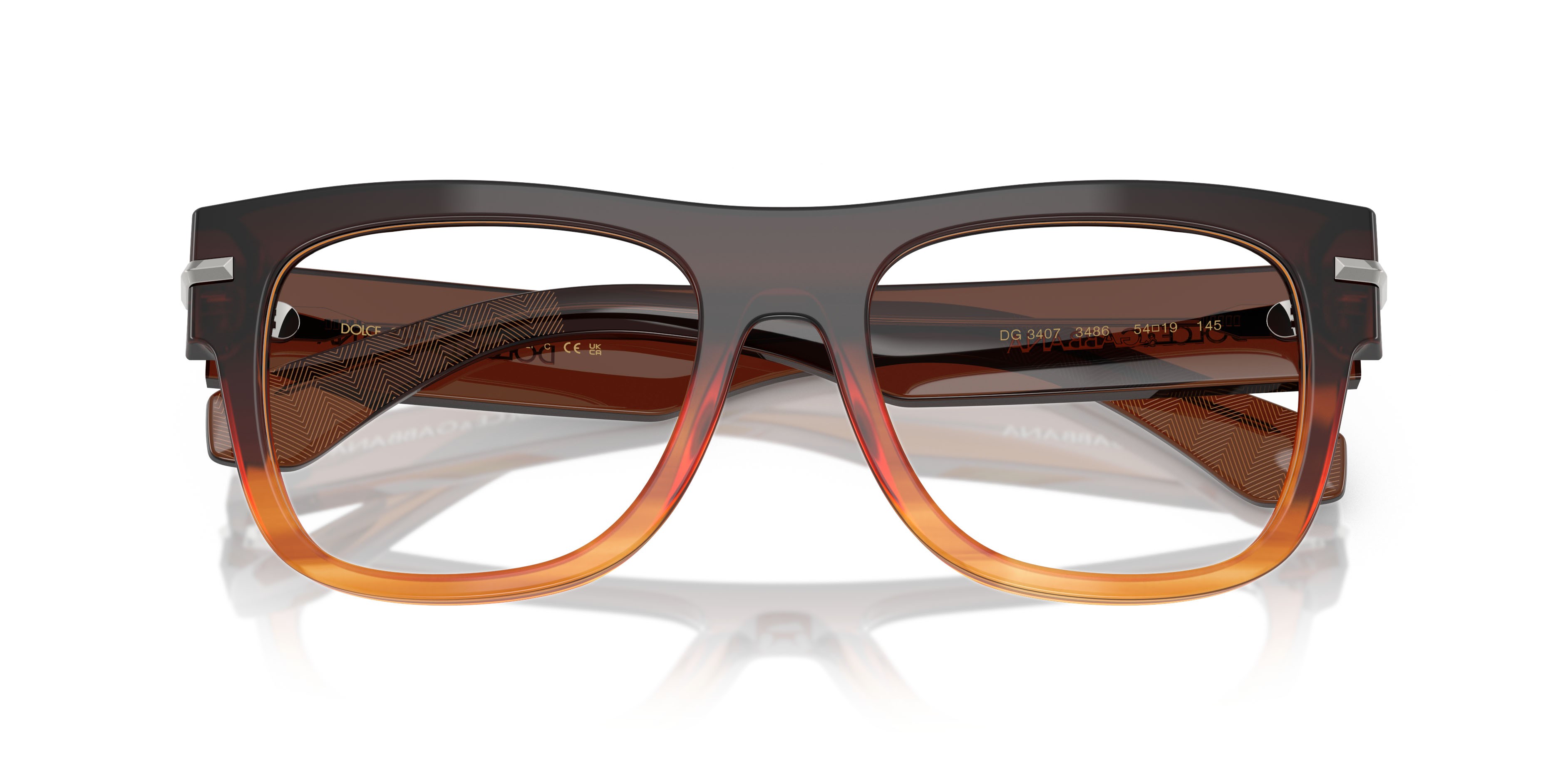 Occhiali da vista Dolce & Gabbana DG 3407 (3486) colore marrone striato sfumato forma quadrato lenti lente demo