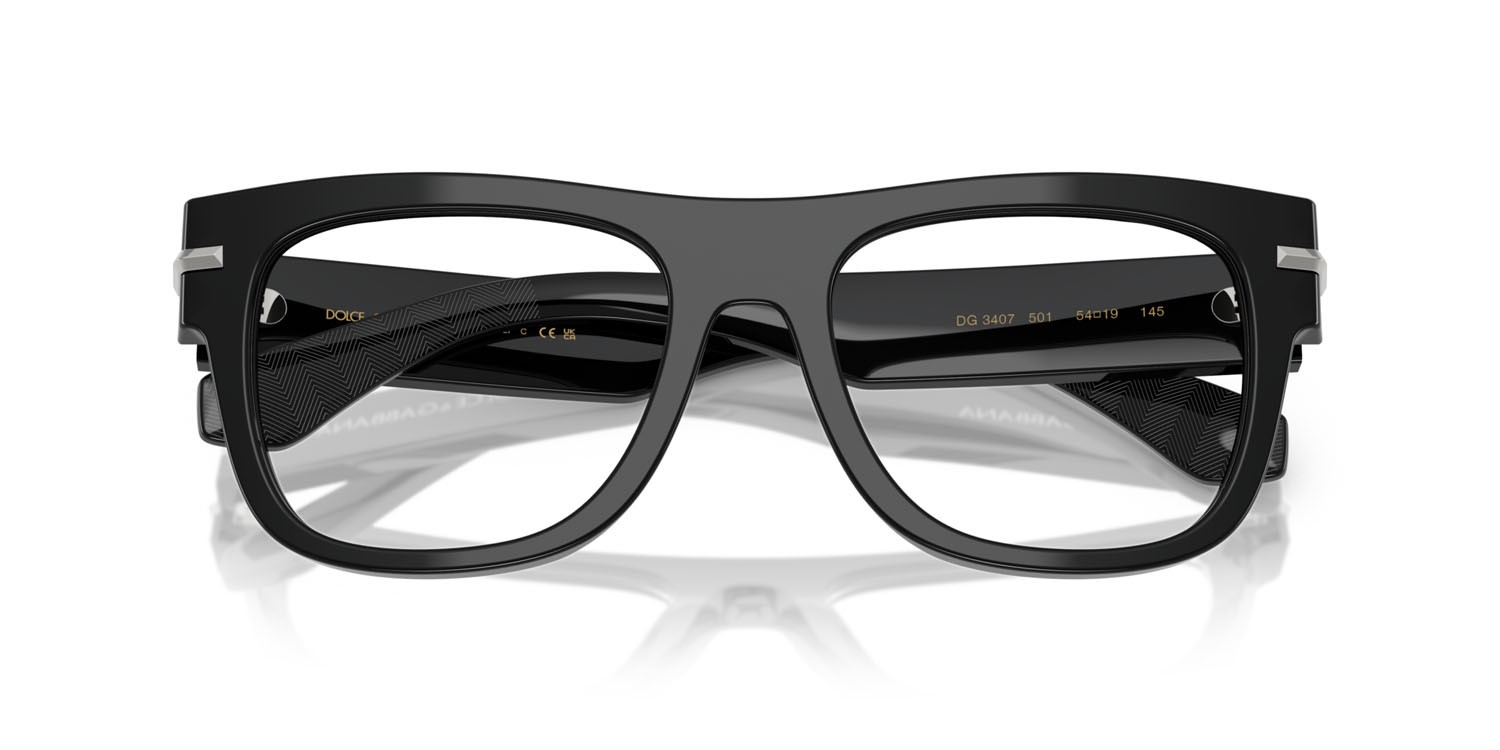Occhiali da vista Dolce & Gabbana DG 3407 (501) colore nero forma quadrato lenti lente demo