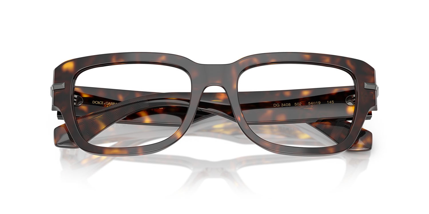 Occhiali da vista Dolce & Gabbana DG 3408 (502) colore havana forma quadrato lenti lente demo