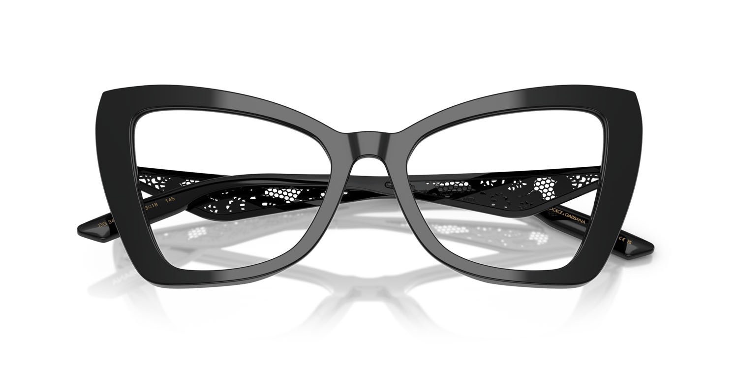 Eyeglasses Dolce & Gabbana DG 3409 (501) color nero shape cat eye lenses lente demo