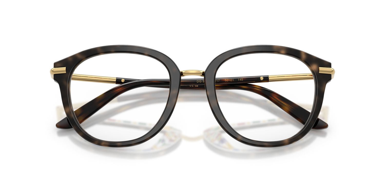 Occhiali da vista Dolce & Gabbana DG 3410 (3217) colore havana su stampa carretto forma pantos lenti lente demo