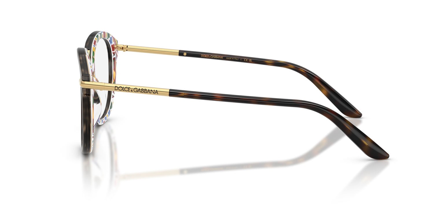Occhiali da vista Dolce & Gabbana DG 3410 (3217) colore havana su stampa carretto forma pantos lenti lente demo