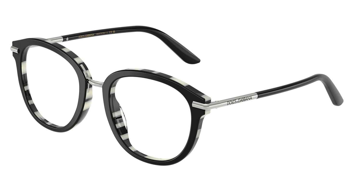 Eyeglasses Dolce & Gabbana DG 3410 (3372) color top black on zebra shape pantos lenses lente demo