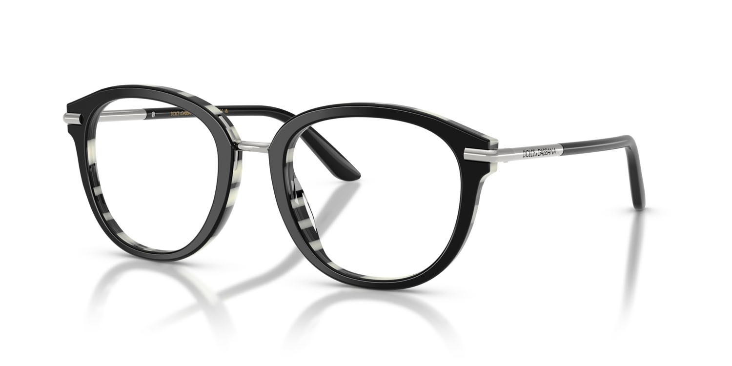 Eyeglasses Dolce & Gabbana DG 3410 (3372) color top black on zebra shape pantos lenses lente demo