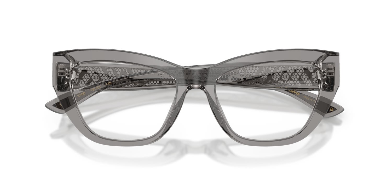 Eyeglasses Dolce & Gabbana DG 3412 (3160) color grigio scuro shape cat eye lenses lente demo