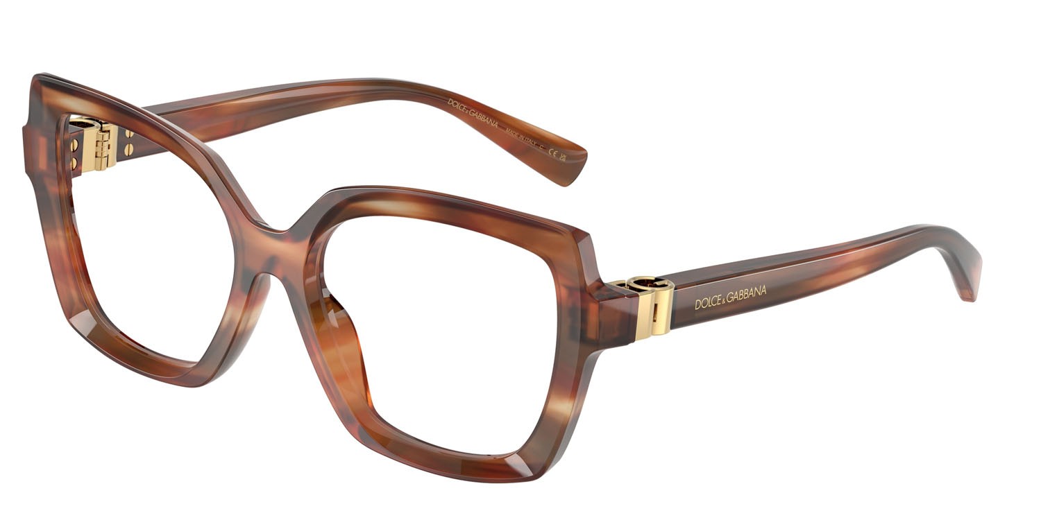 Eyeglasses Dolce & Gabbana DG 3413 (3221) color striato marrone shape butterfly lenses lente demo